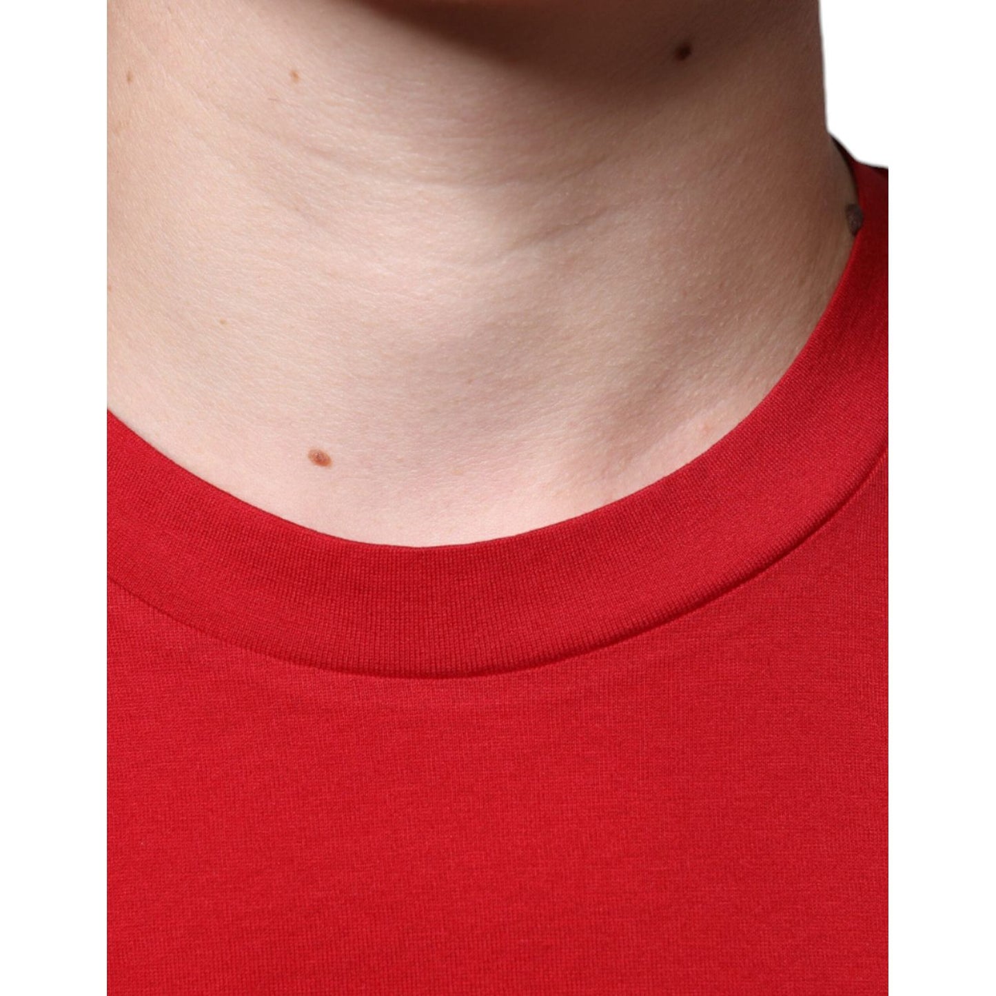 Dolce & Gabbana Red Cotton DG Logo Print Crew Neck T-shirt Dolce & Gabbana Gray