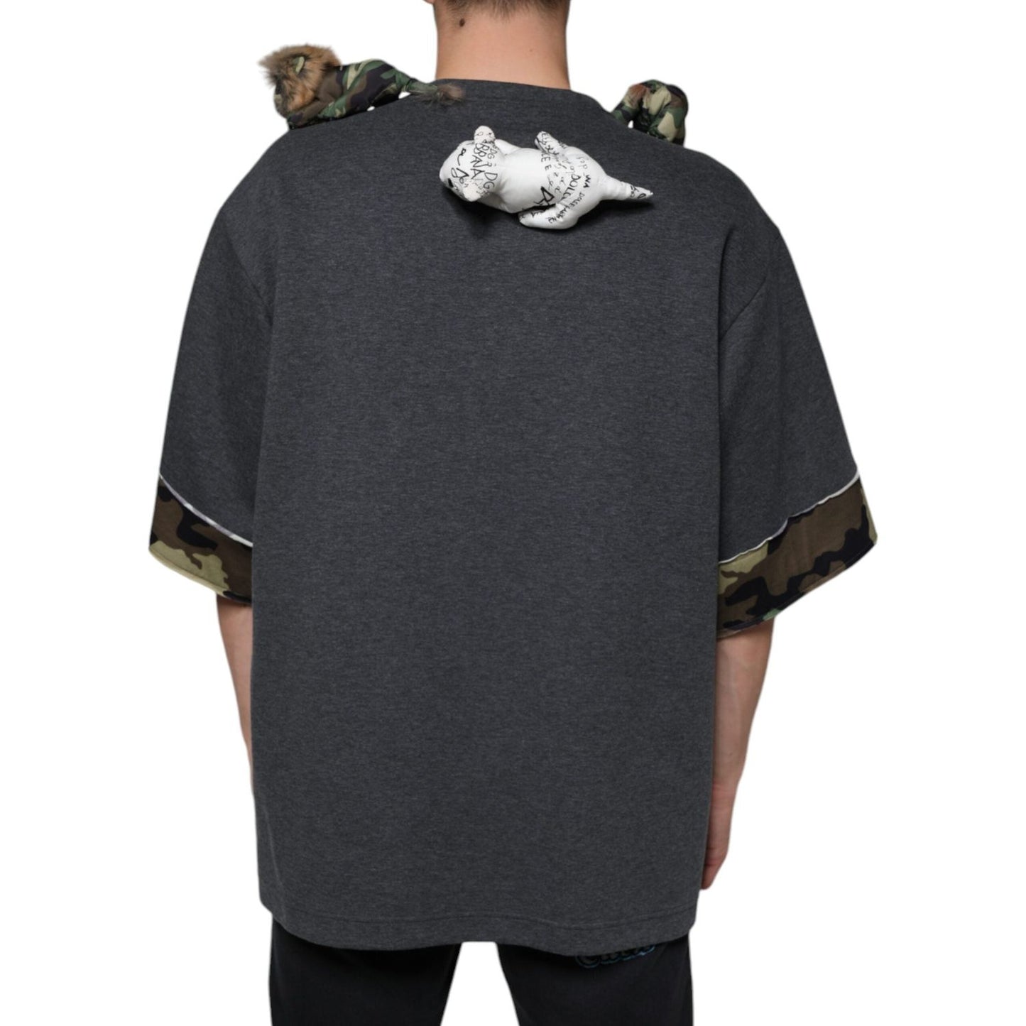 Dolce & Gabbana Gray Camouflage Animal Stuff Cotton T-shirt Dolce & Gabbana Dark Slate Gray