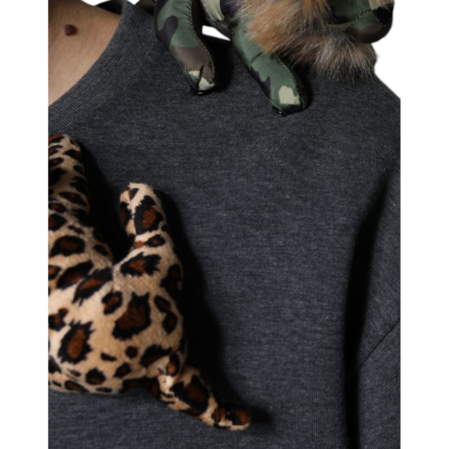 Dolce & Gabbana Gray Camouflage Animal Stuff Cotton T-shirt Dolce & Gabbana Dark Slate Gray
