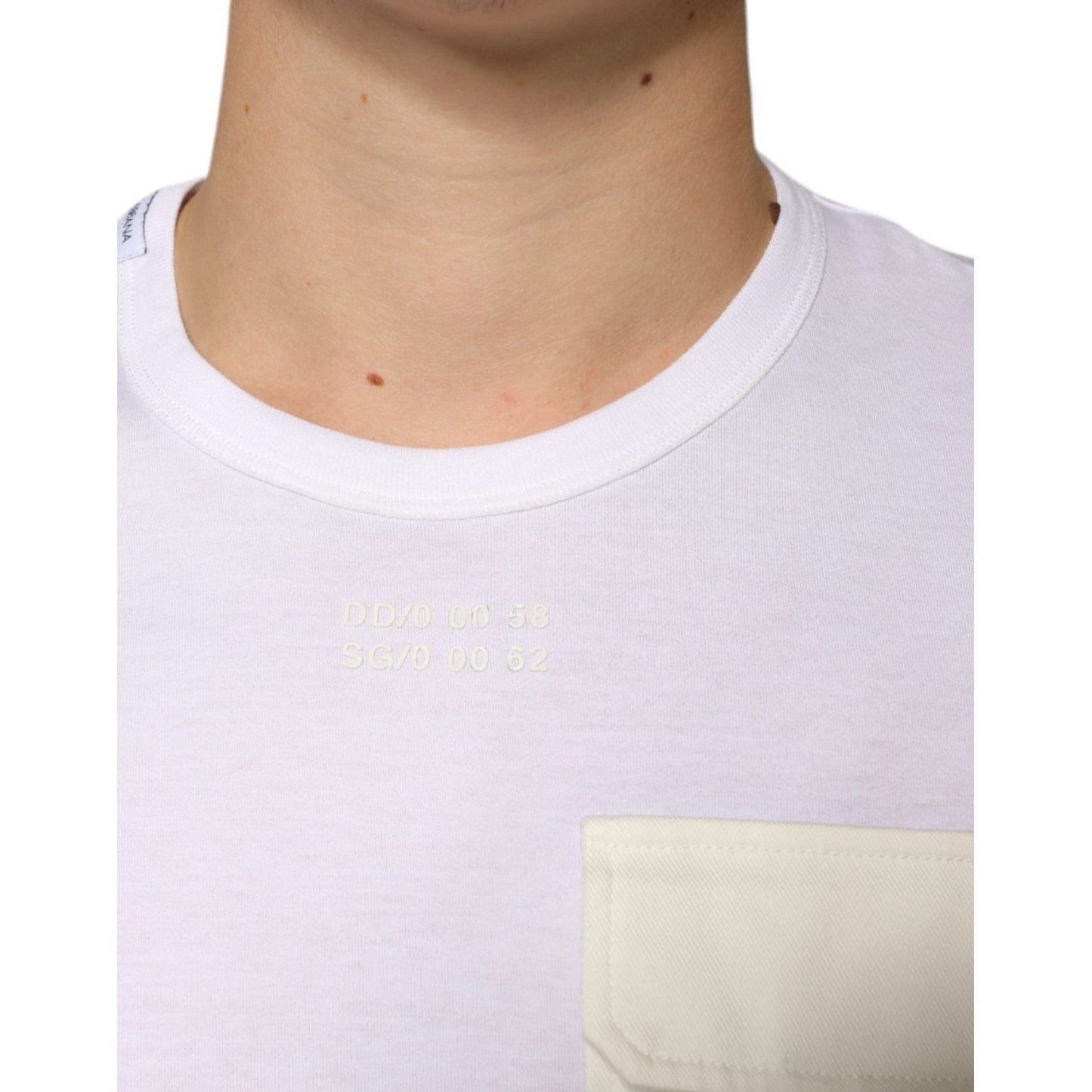 Dolce & Gabbana White Cotton Pocket Short Sleeves T-shirt Dolce & Gabbana Light Gray