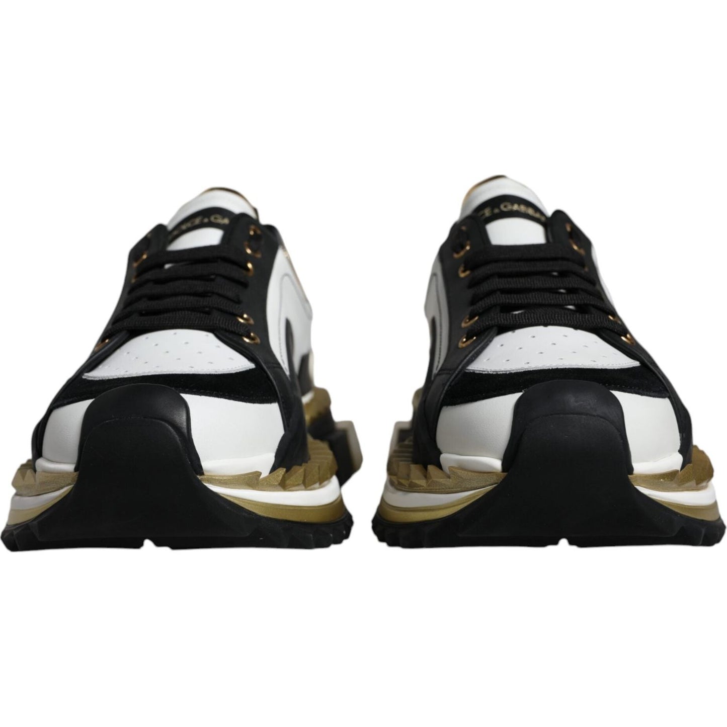 Dolce & Gabbana White Gold Black Leather SUPER KING Sneakers Shoes Dolce & Gabbana Light Gray