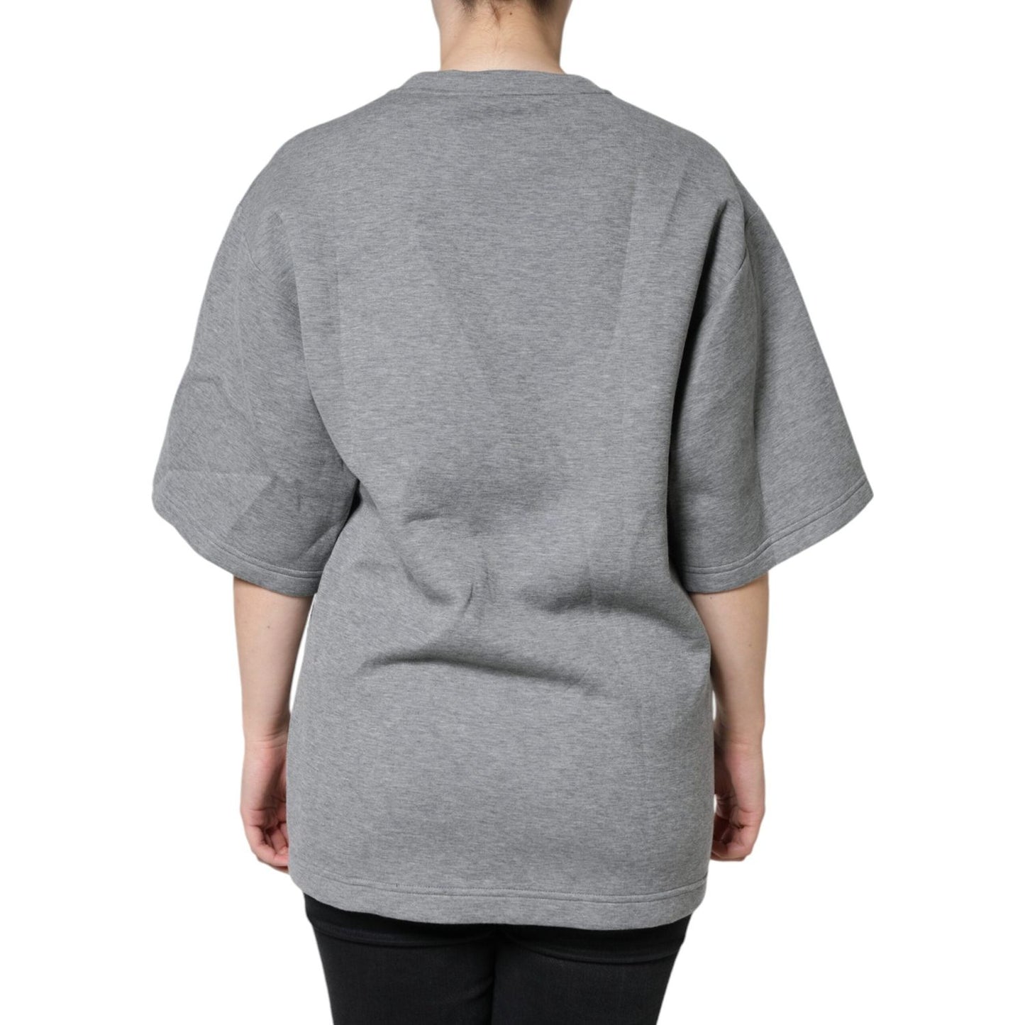Dolce & Gabbana Gray Cotton Blend Embellished Tee T-shirt Dolce & Gabbana Light Slate Gray