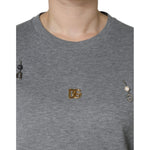 Dolce & Gabbana Gray Cotton Blend Embellished Tee T-shirt TSH84630-38