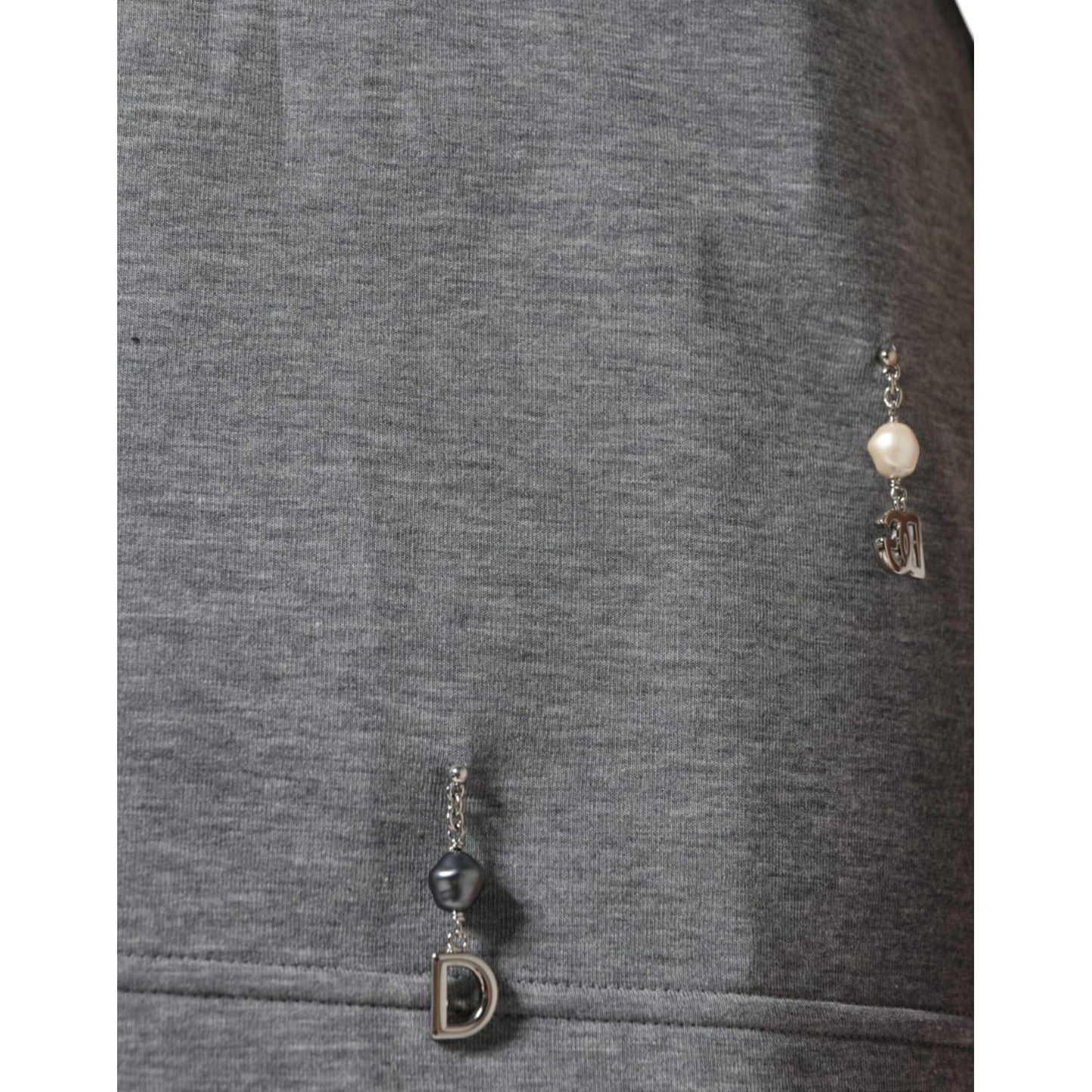 Dolce & Gabbana Gray Cotton Blend Embellished Tee T-shirt Dolce & Gabbana Dim Gray