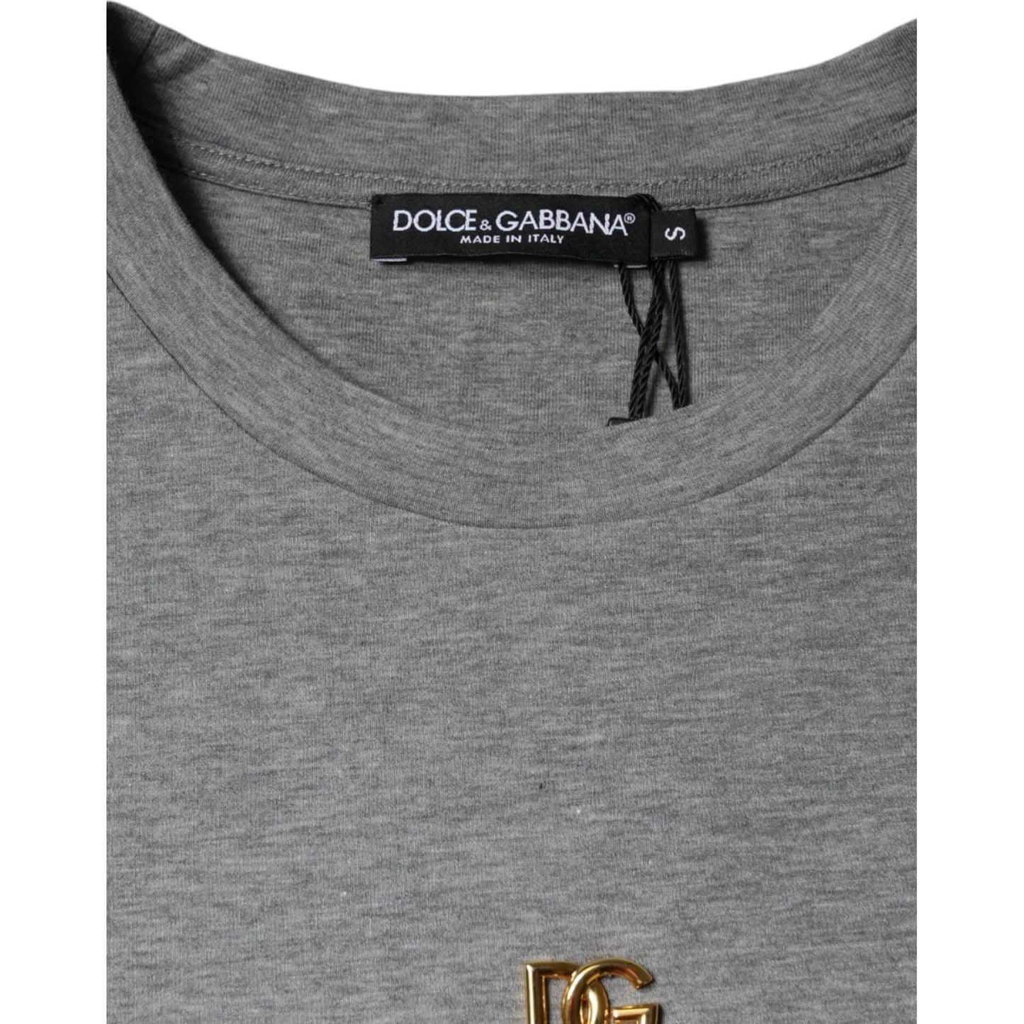 Dolce & Gabbana Gray Cotton Blend Embellished Tee T-shirt Dolce & Gabbana Slate Gray