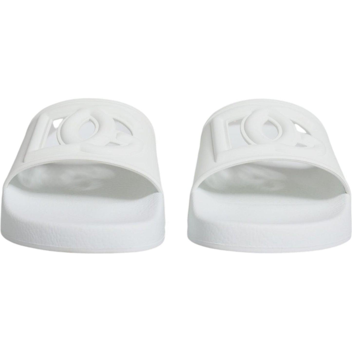 Dolce & Gabbana White Rubber Slides Sandals Beachwear Shoes Dolce & Gabbana Light Gray