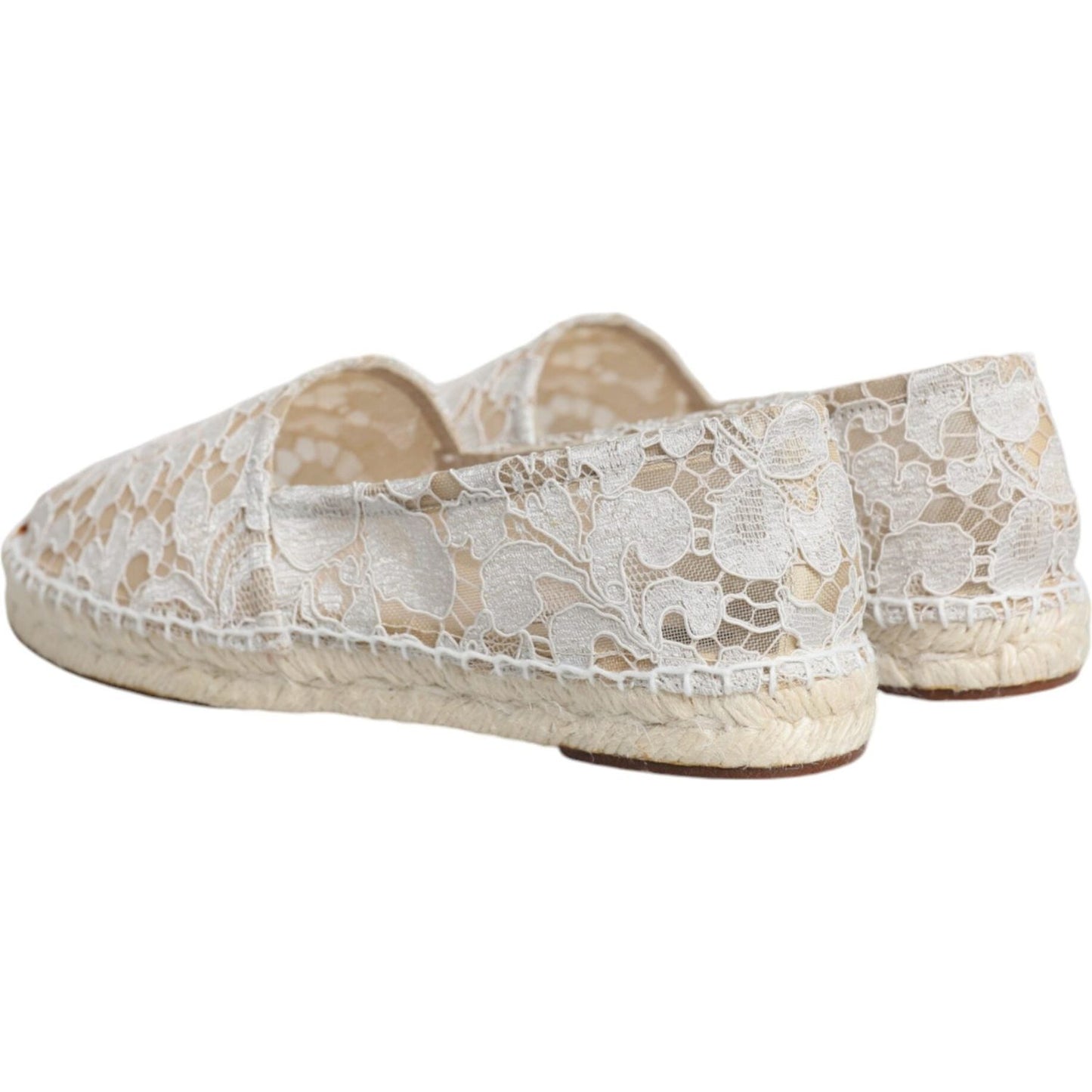 Dolce & Gabbana White Lace Viscose Espadrilles Flats Shoes Dolce & Gabbana Gray