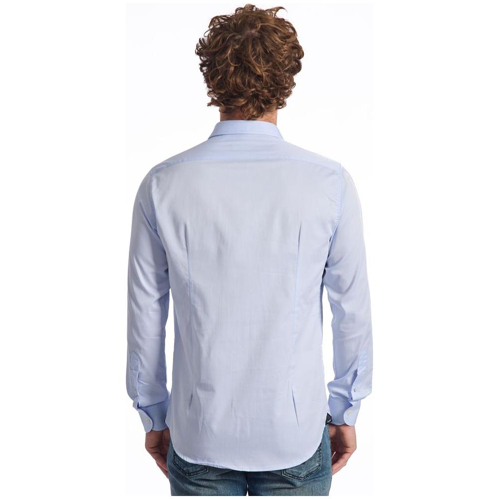 Baldinini Trend Light Blue Cotton Men Shirt Baldinini Trend Light Gray