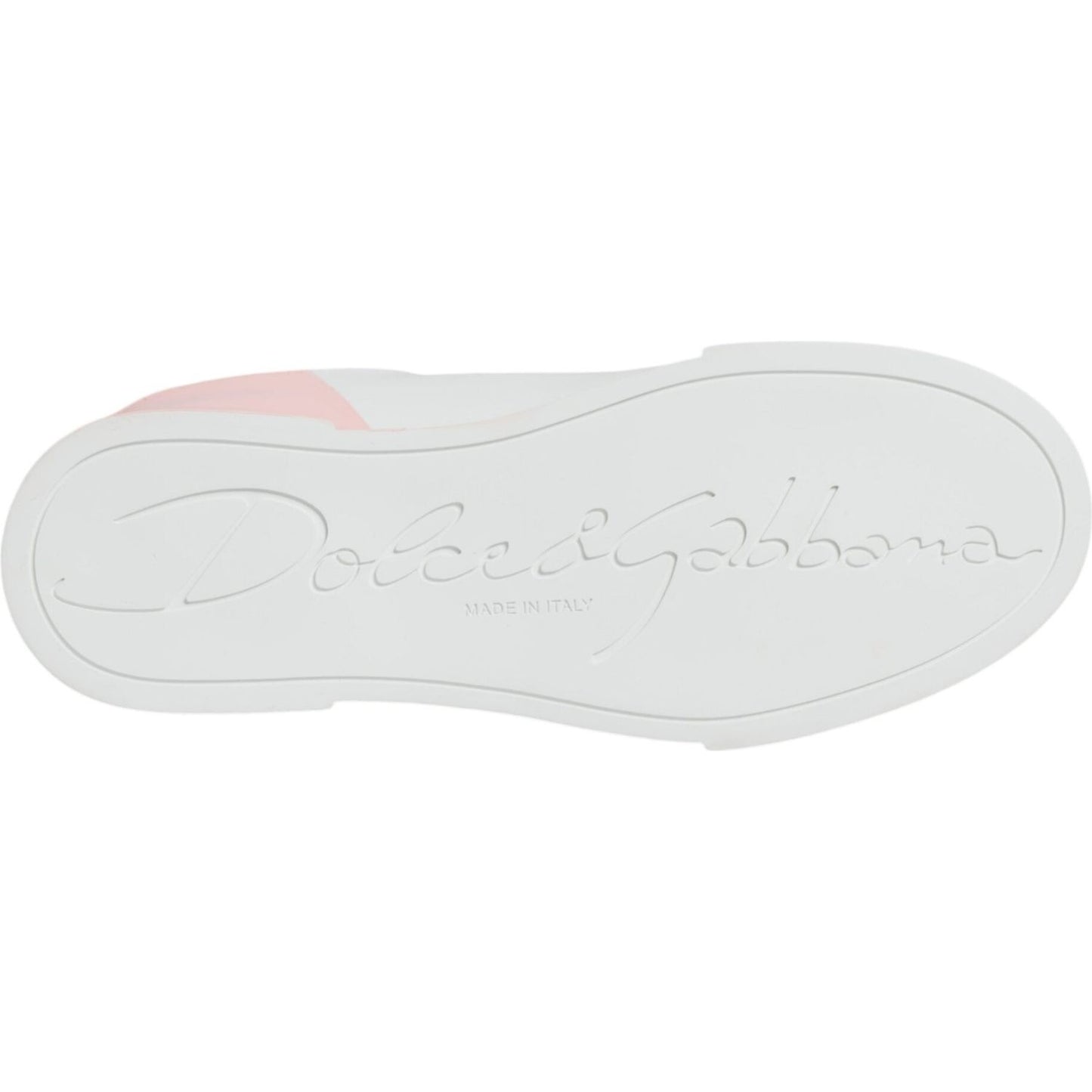 Dolce & Gabbana White Pink Portofino Low Top Sneakers Shoes Dolce & Gabbana Light Gray