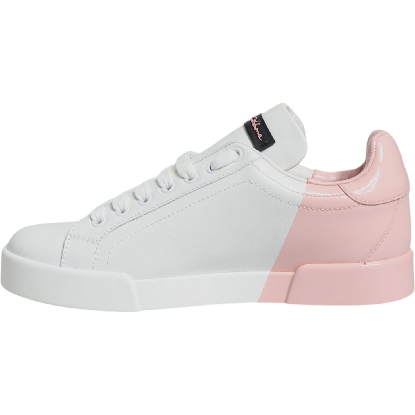 Dolce & Gabbana White Pink Portofino Low Top Sneakers Shoes Dolce & Gabbana Light Gray