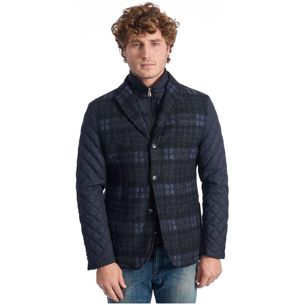 Roberto Pepe Luxury Blue Wool Men Jacket Roberto Pepe Luxury Dark Slate Gray