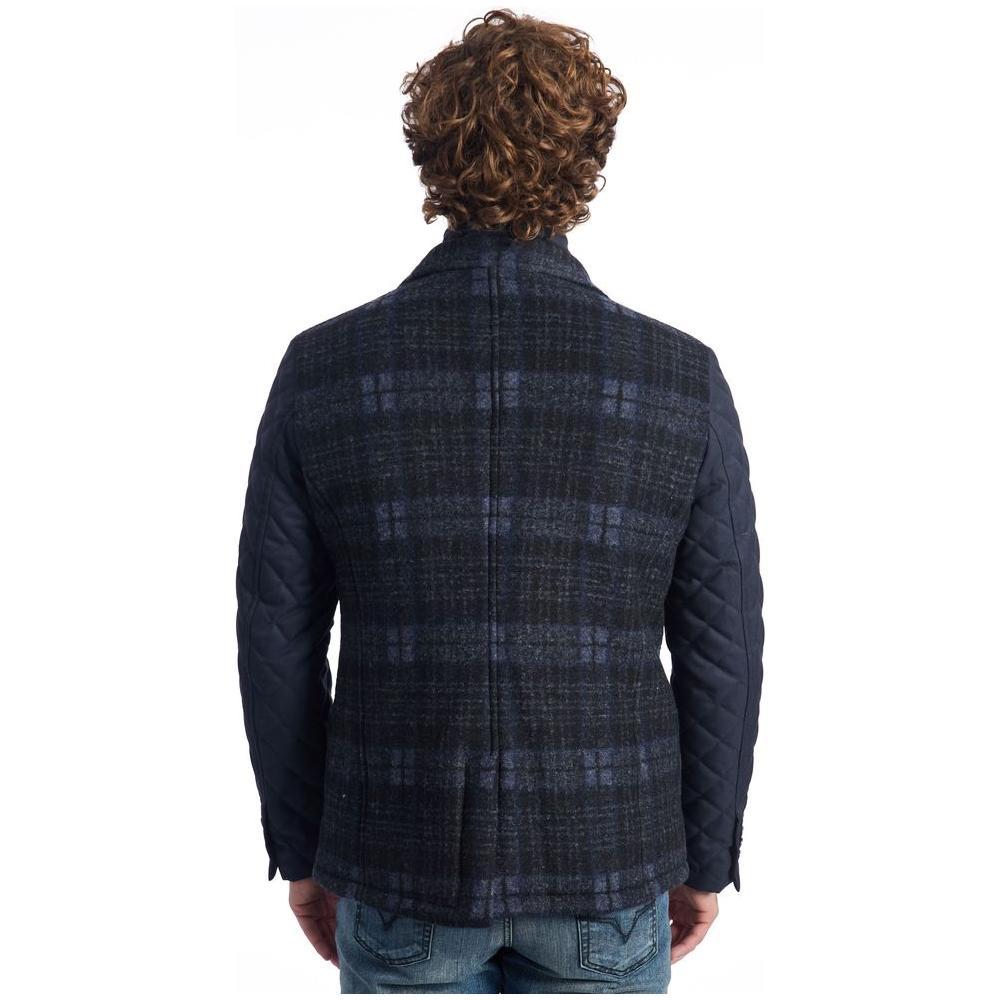 Roberto Pepe Luxury Blue Wool Men Jacket Roberto Pepe Luxury Dark Slate Gray