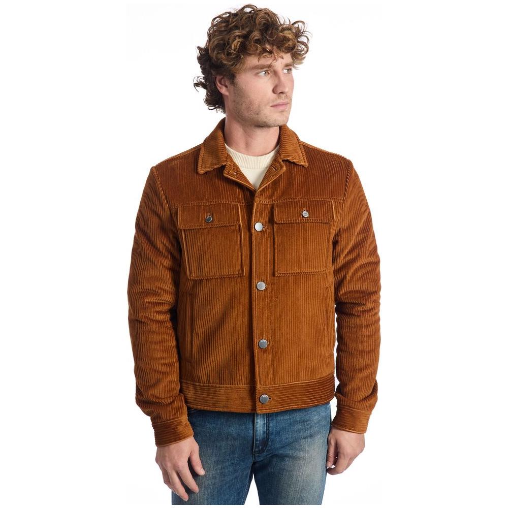 Roberto Pepe Luxury Brown Cotton Men Jacket Roberto Pepe Luxury Saddle Brown