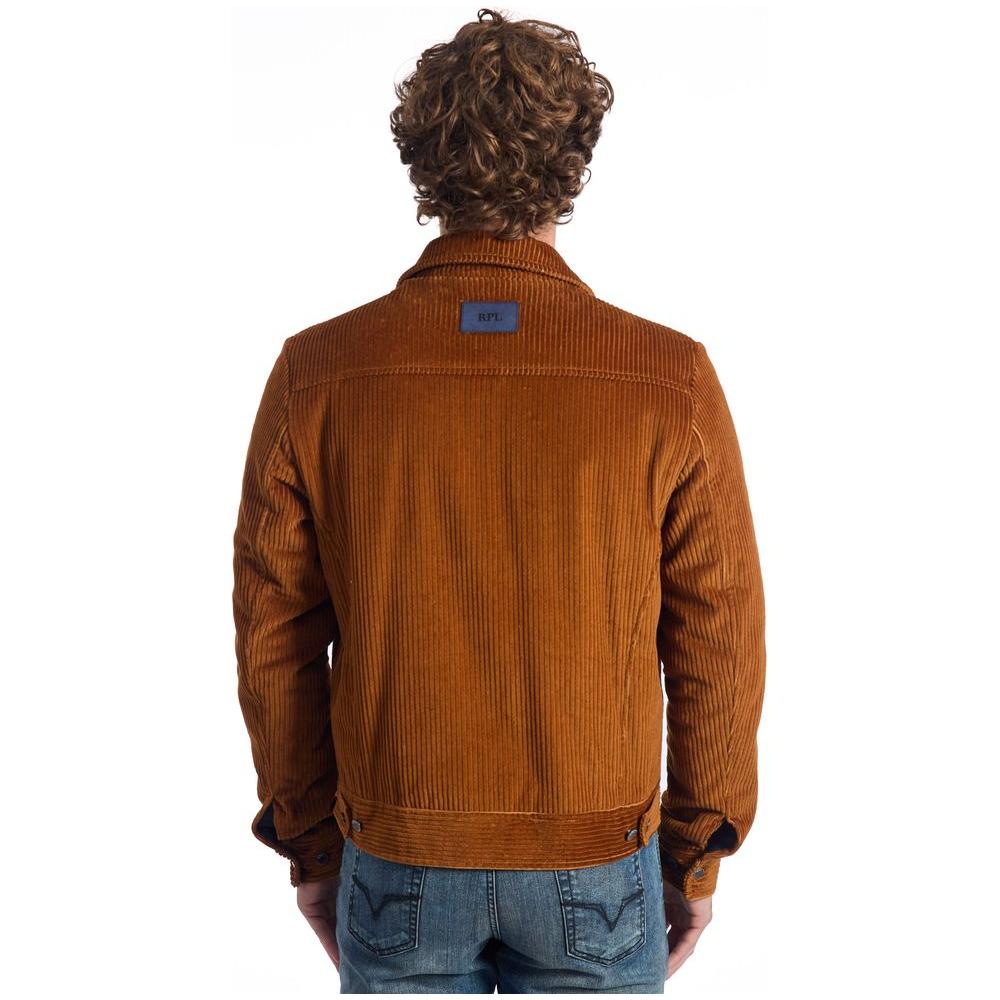 Roberto Pepe Luxury Brown Cotton Men Jacket Roberto Pepe Luxury Saddle Brown