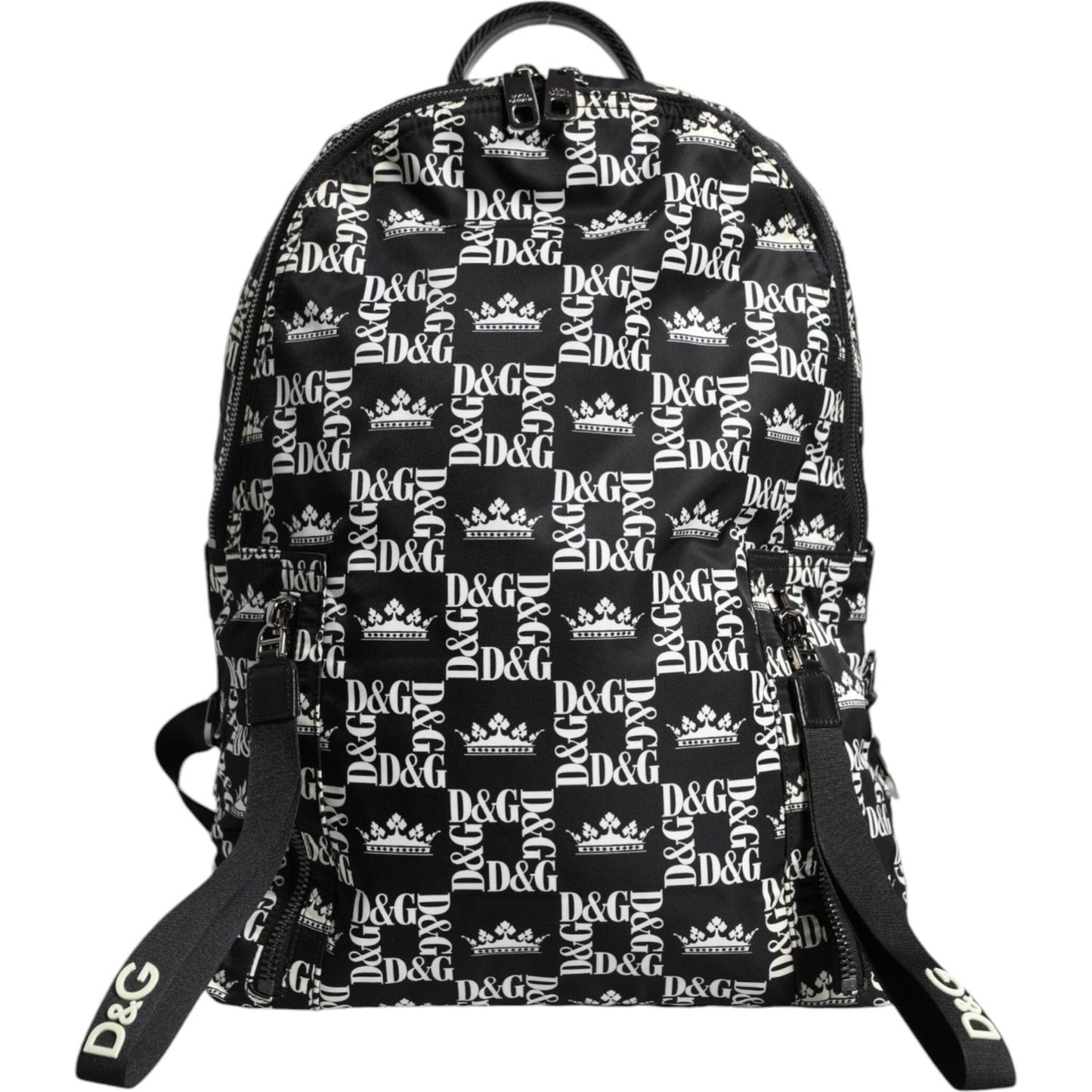 Dolce & Gabbana Black White DG Crown Logo Nylon Backpack Bag Dolce & Gabbana Light Gray