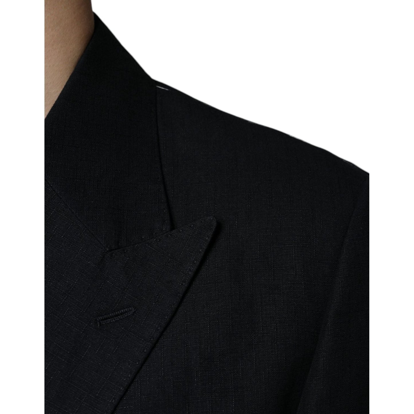 Dolce & Gabbana Black Linen Double Breasted Dress Blazer Dolce & Gabbana Black