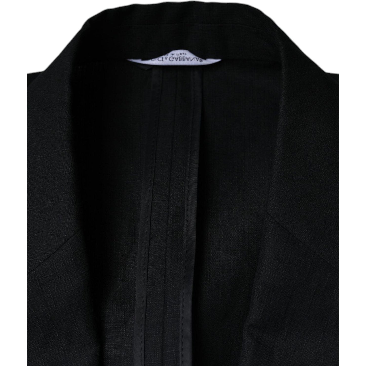 Dolce & Gabbana Black Linen Double Breasted Dress Blazer Dolce & Gabbana Black