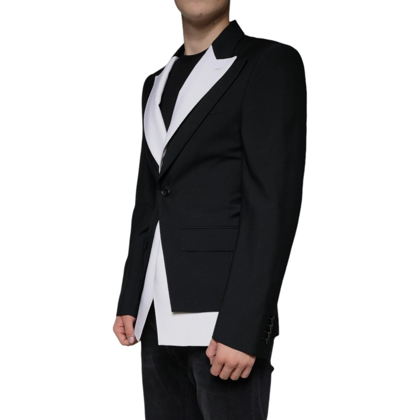 Dolce & Gabbana Black White Single Breasted Dress Blazer Dolce & Gabbana Black