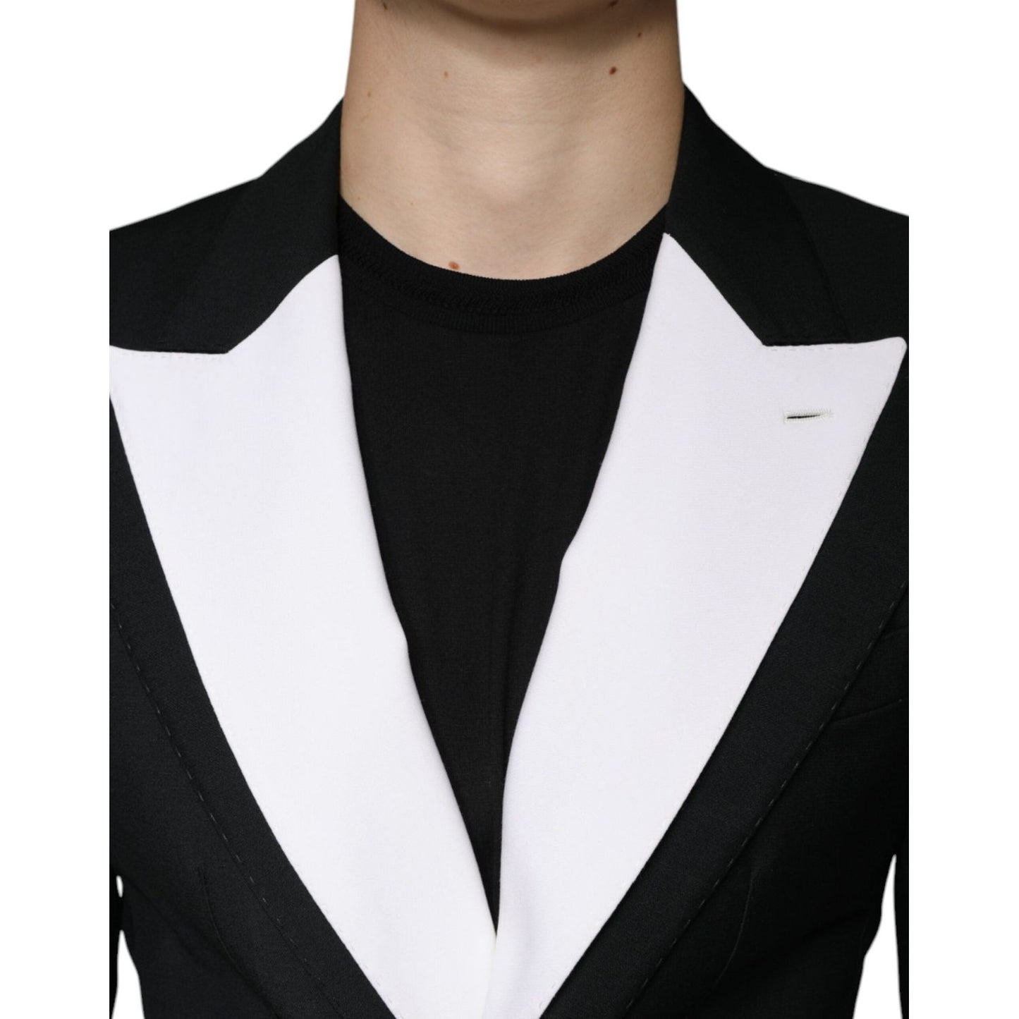 Dolce & Gabbana Black White Single Breasted Dress Blazer Dolce & Gabbana Black
