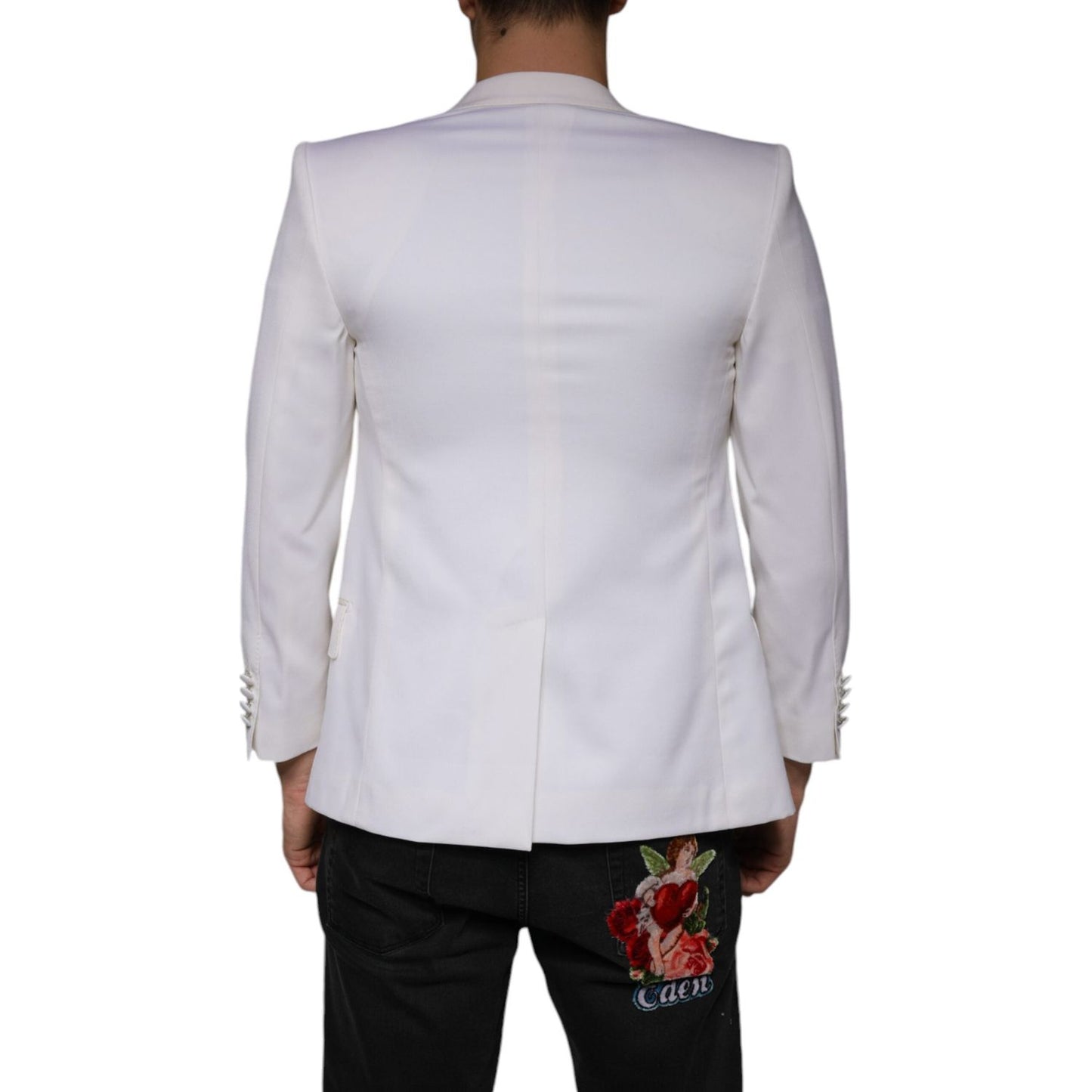 Dolce & Gabbana Off White Wool Single Breasted Dress Blazer Dolce & Gabbana Gray