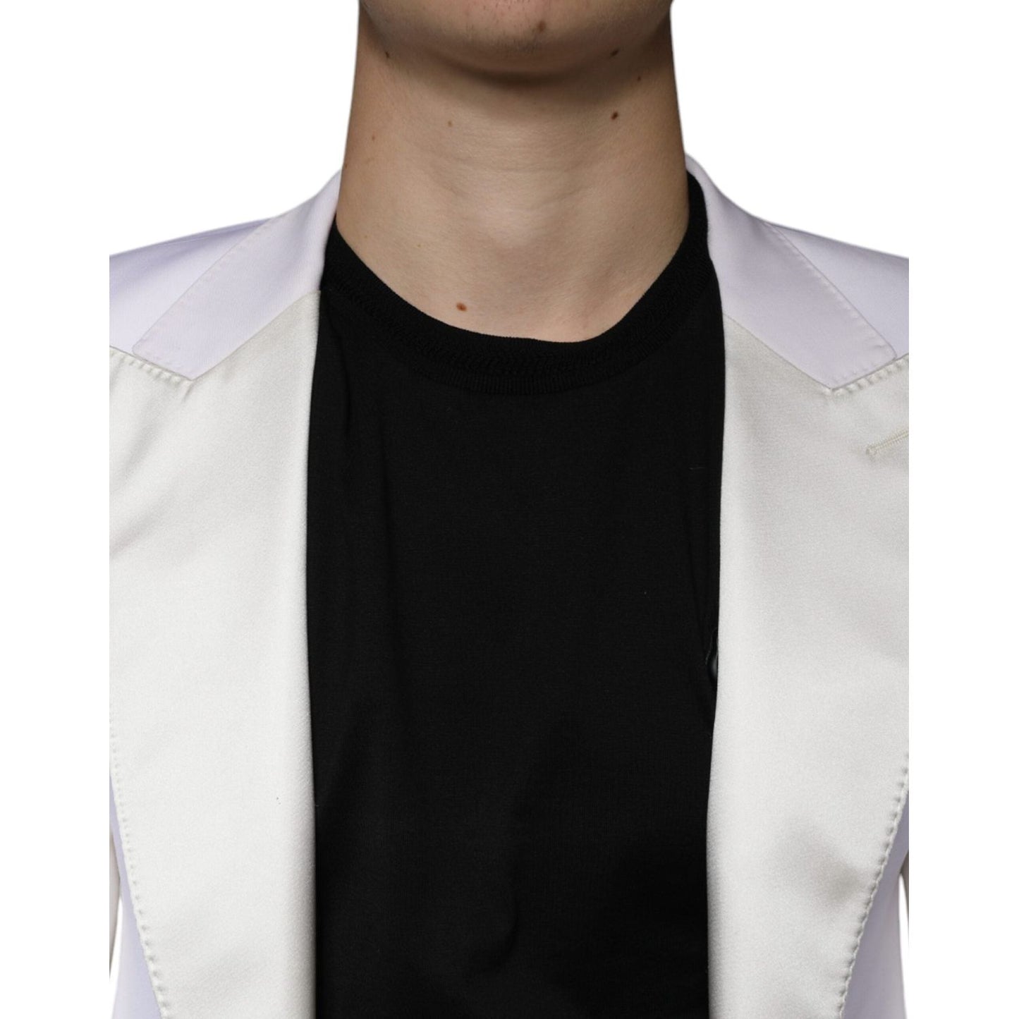 Dolce & Gabbana Off White Wool Single Breasted Dress Blazer Dolce & Gabbana Black