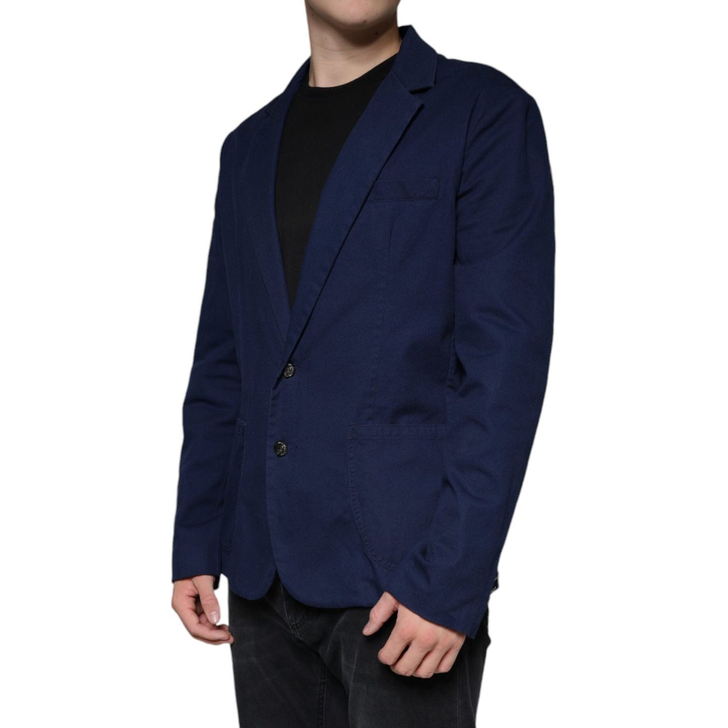 Dolce & Gabbana Blue Notch Single Breasted Dress Coat Blazer Dolce & Gabbana Dark Slate Gray