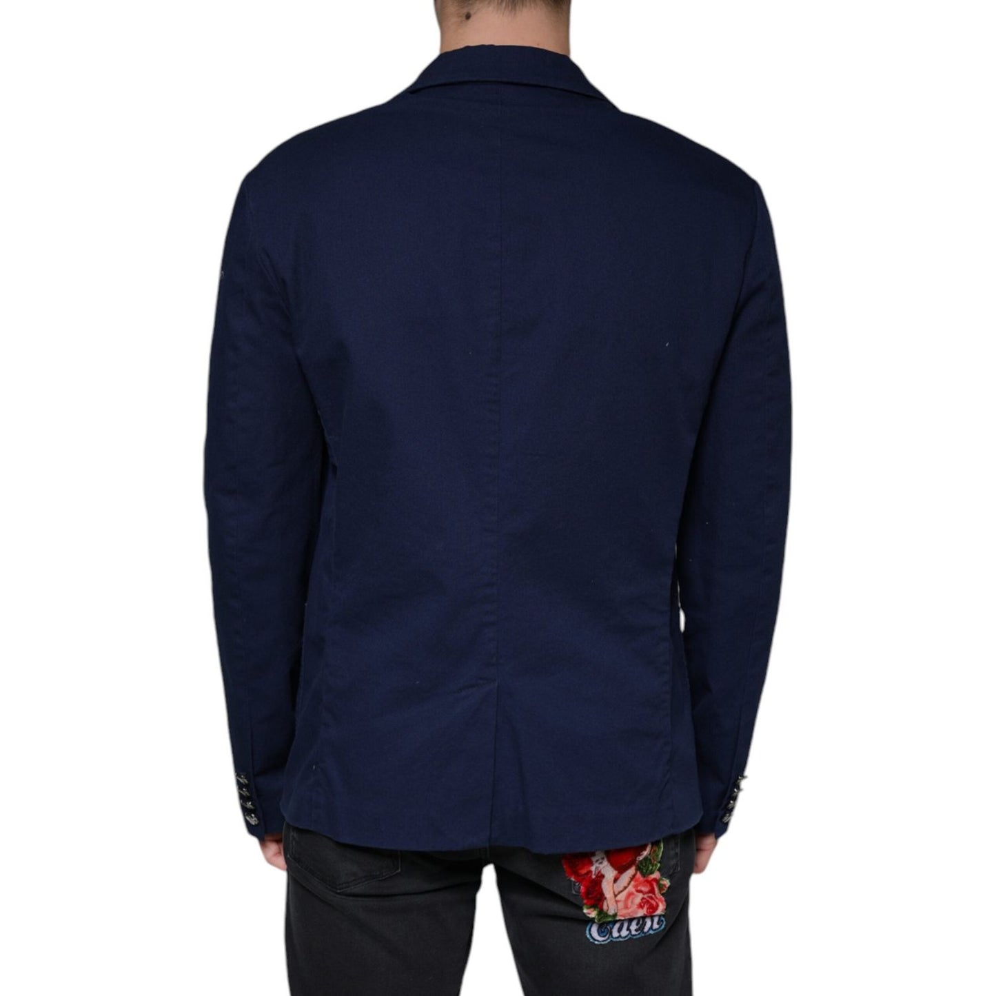 Dolce & Gabbana Blue Notch Single Breasted Dress Coat Blazer Dolce & Gabbana Black