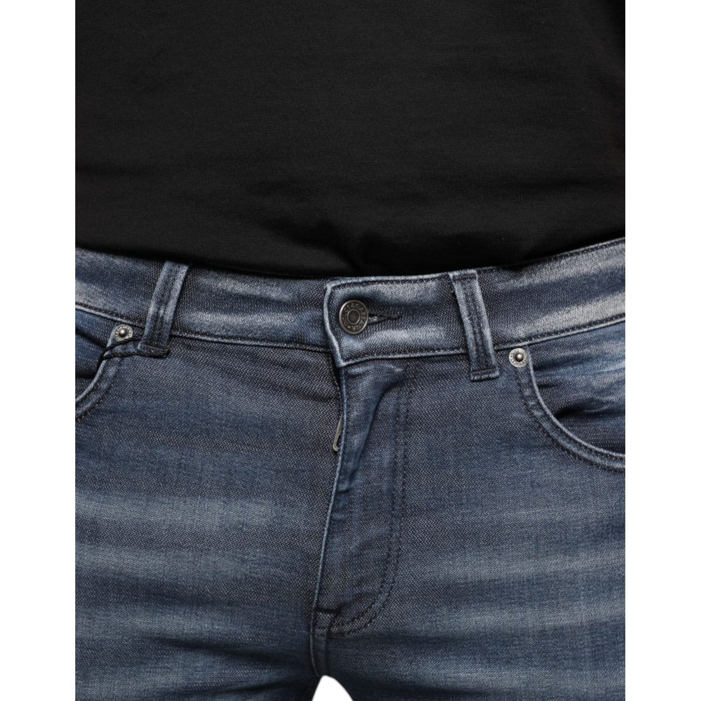 Dolce & Gabbana Dark Blue Washed Cotton Skinny Denim Jeans Dolce & Gabbana Dark Slate Gray