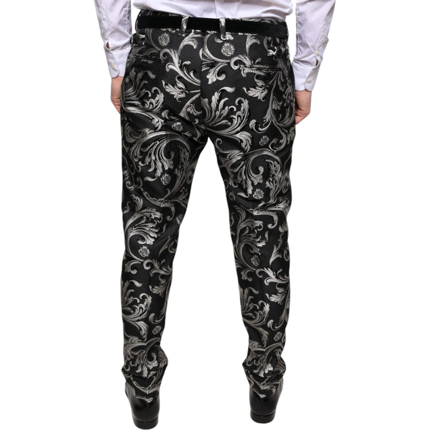 Dolce & Gabbana Black Jacquard Skinny Dress Pants Dolce & Gabbana Dark Slate Gray