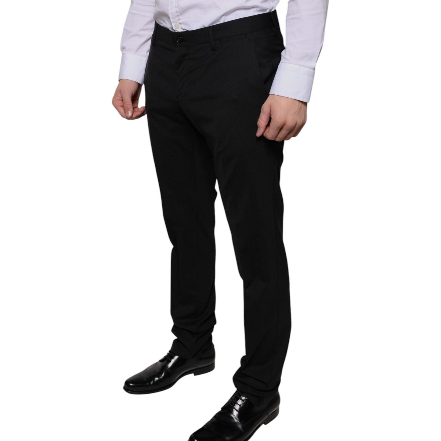 Dolce & Gabbana Black Wool Skinny Dress Formal Pants Dolce & Gabbana Gray
