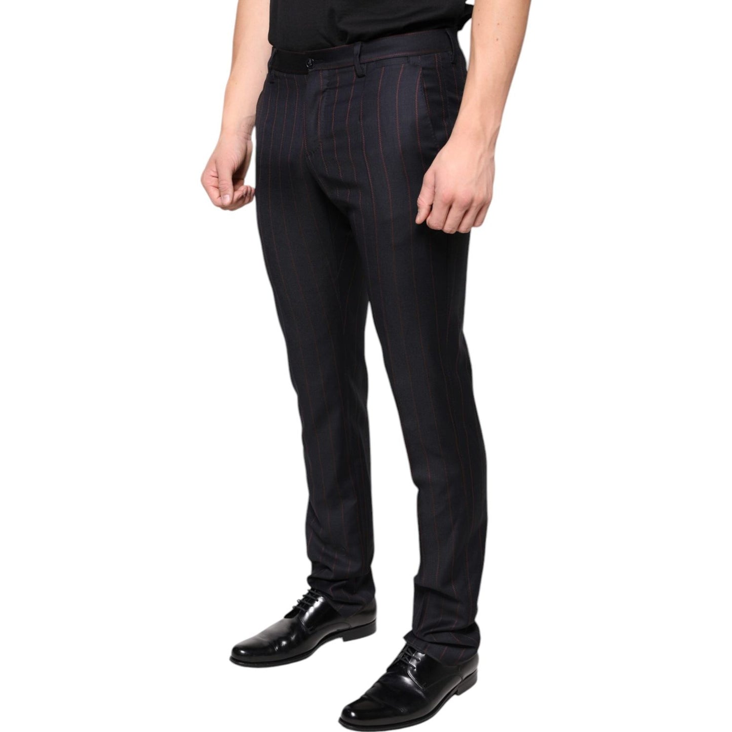 Dolce & Gabbana Black Stripes Skinny Men Dress Pants Dolce & Gabbana Black