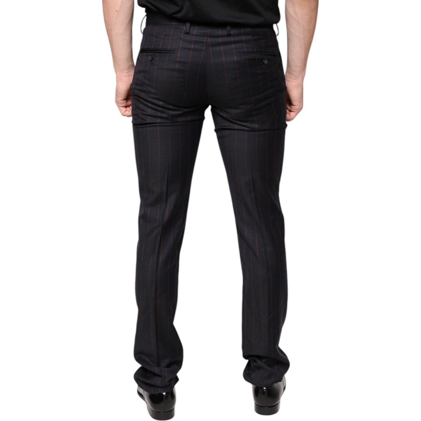 Dolce & Gabbana Black Stripes Skinny Men Dress Pants Dolce & Gabbana Black