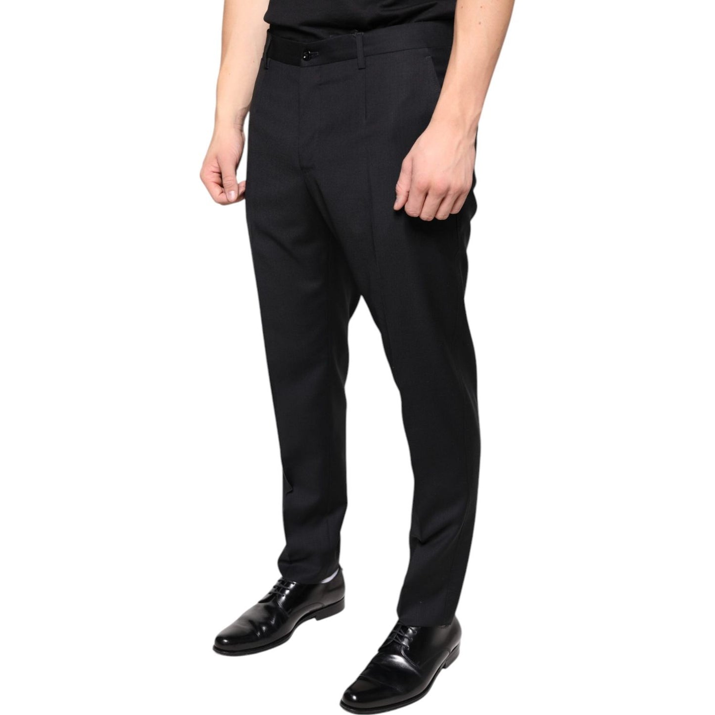 Dolce & Gabbana Black Wool Skinny Men Dress Pants Dolce & Gabbana Black