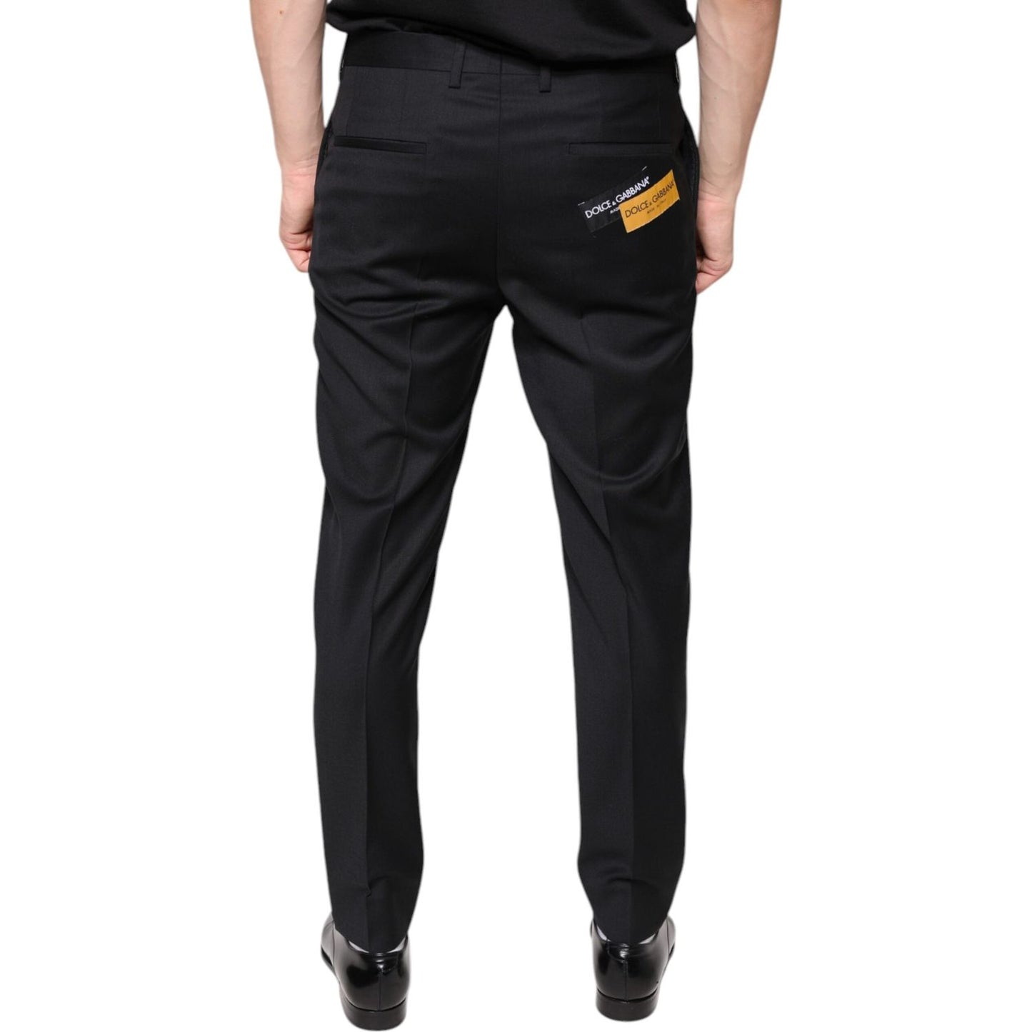 Dolce & Gabbana Black Wool Skinny Men Dress Pants Dolce & Gabbana Black