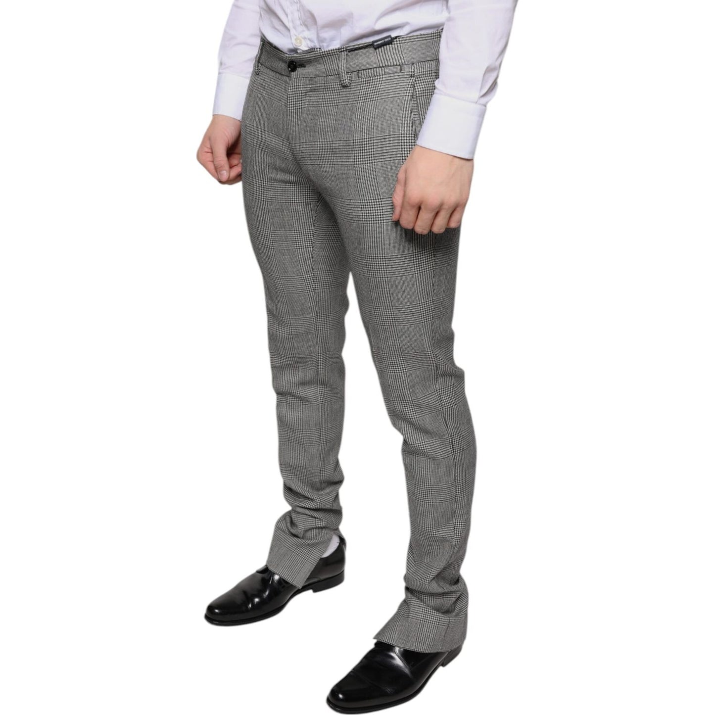 Dolce & Gabbana Gray Check Tartan Wool Skinny Pants Dolce & Gabbana Dim Gray