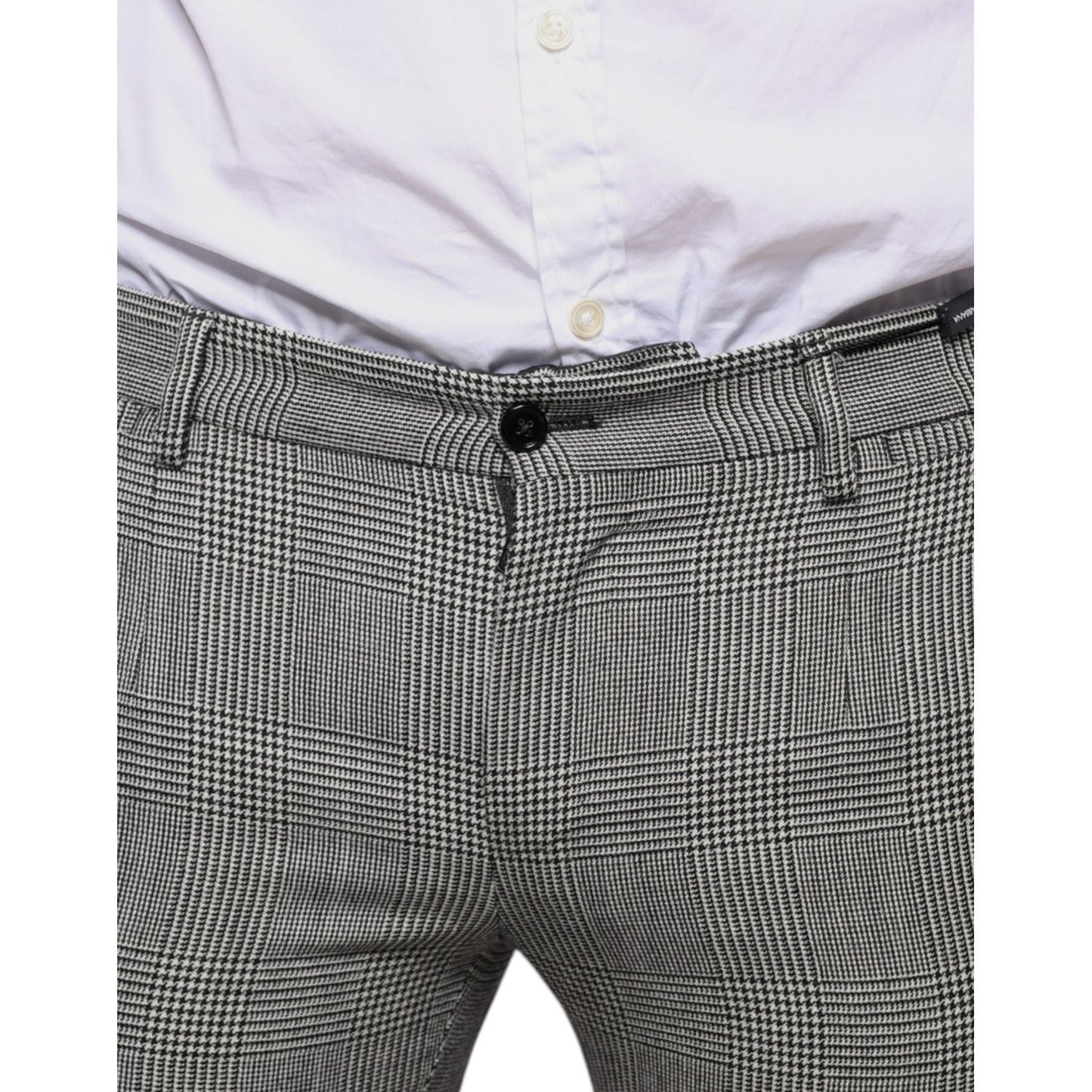 Dolce & Gabbana Gray Check Tartan Wool Skinny Pants Dolce & Gabbana Gray