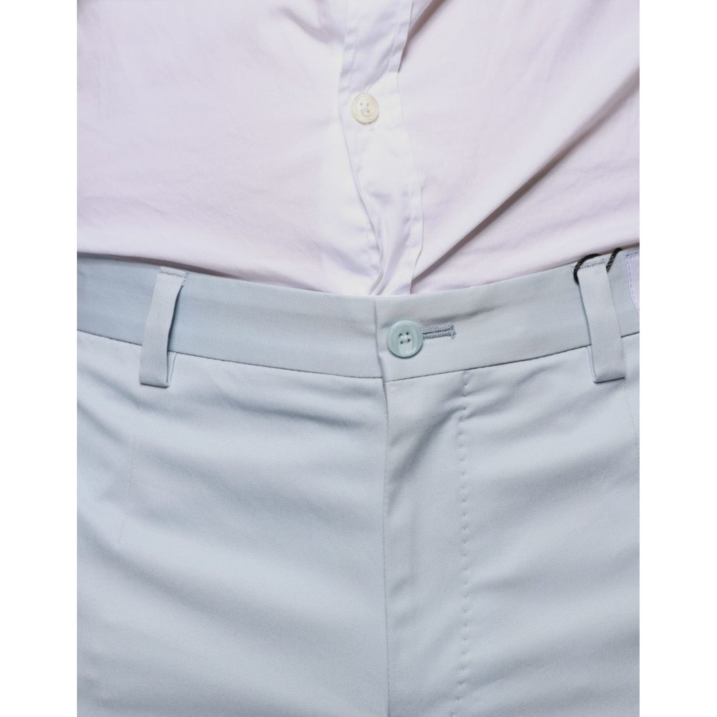Dolce & Gabbana Light Blue Cotton Dress Pants Dolce & Gabbana Gray