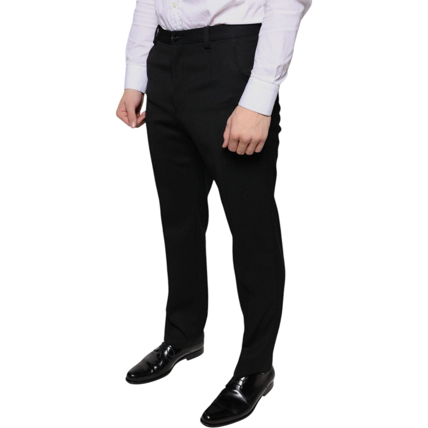 Dolce & Gabbana Black Wool Skinny Men Dress Pants Dolce & Gabbana Black