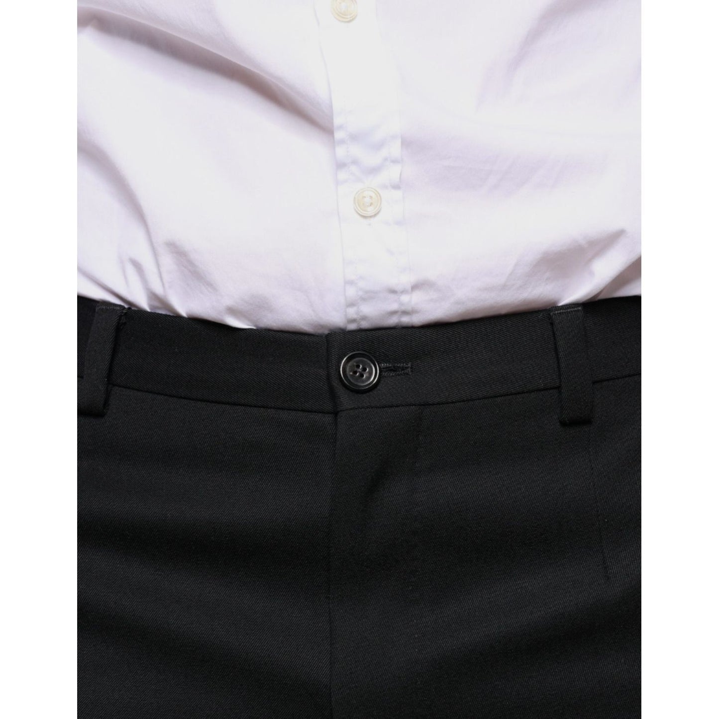 Dolce & Gabbana Black Wool Skinny Men Dress Pants Dolce & Gabbana Light Gray