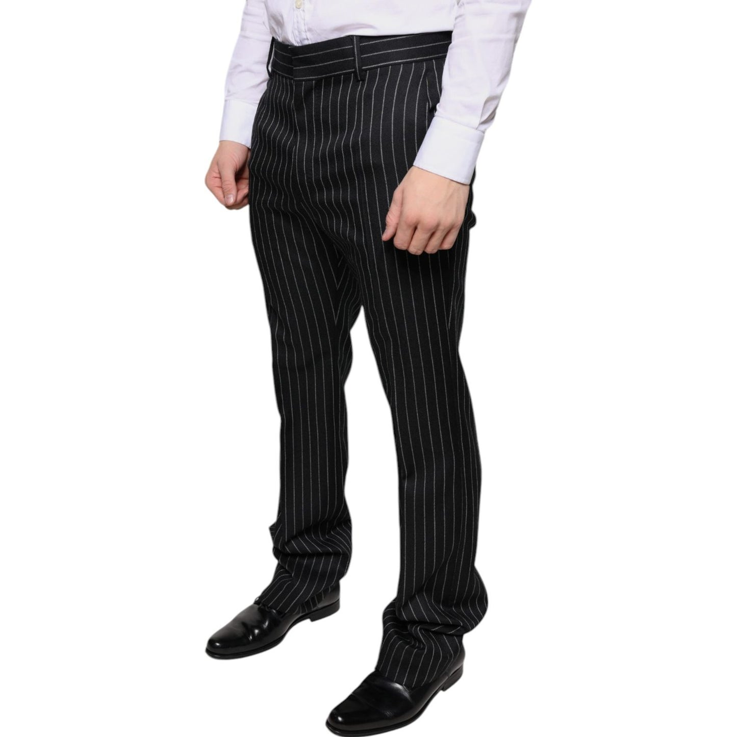 Dolce & Gabbana Black Stripes Skinny Men Dress Pants Dolce & Gabbana Light Gray