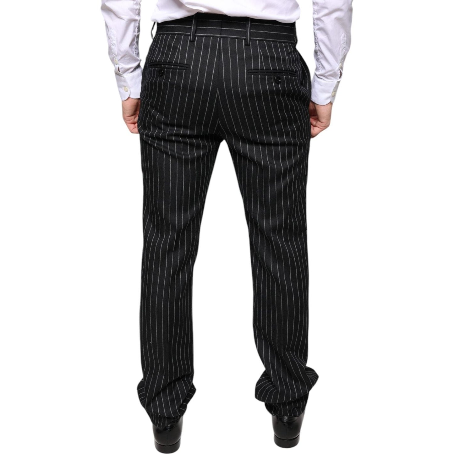 Dolce & Gabbana Black Stripes Skinny Men Dress Pants Dolce & Gabbana Black