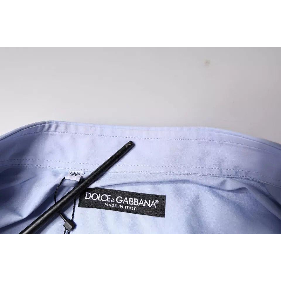 Dolce & Gabbana Light Blue Cotton Men Dress Formal Shirt Dolce & Gabbana Light Gray