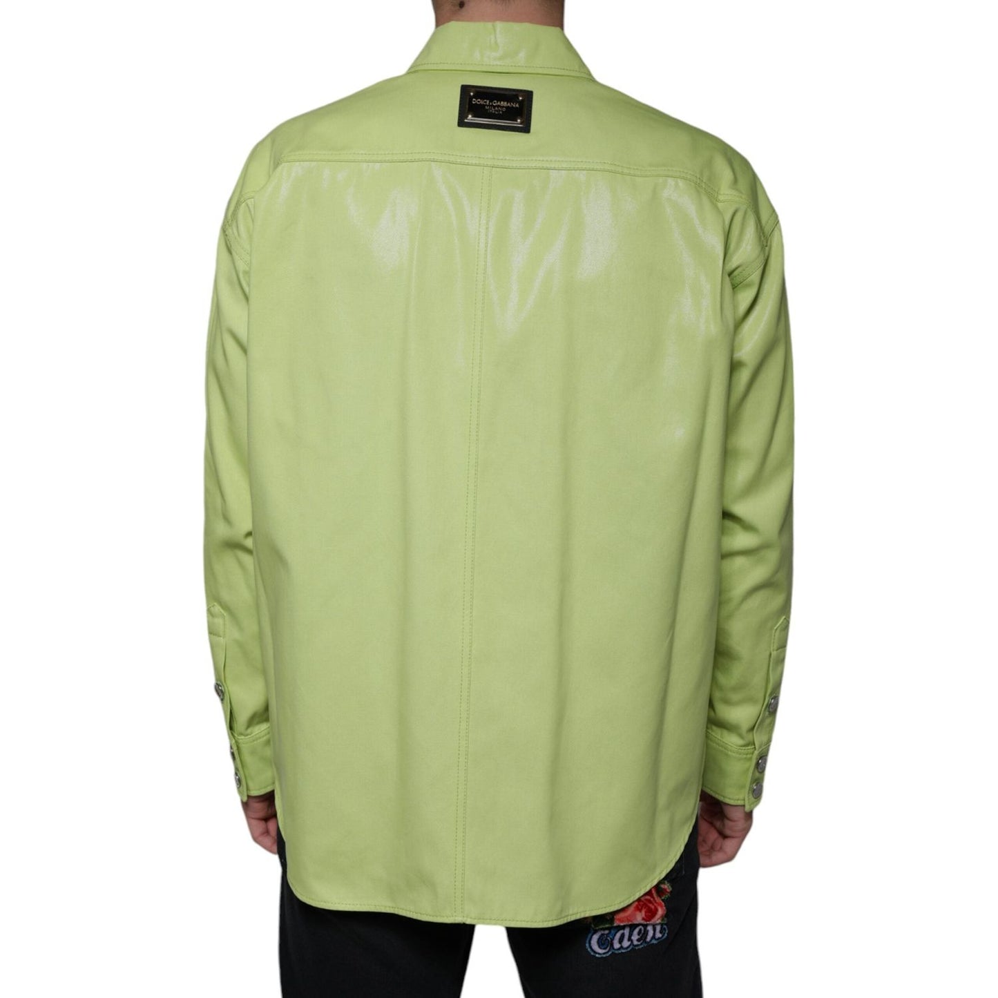 Dolce & Gabbana Green Cotton Collared Men Button Down Shirt Dolce & Gabbana Dark Khaki