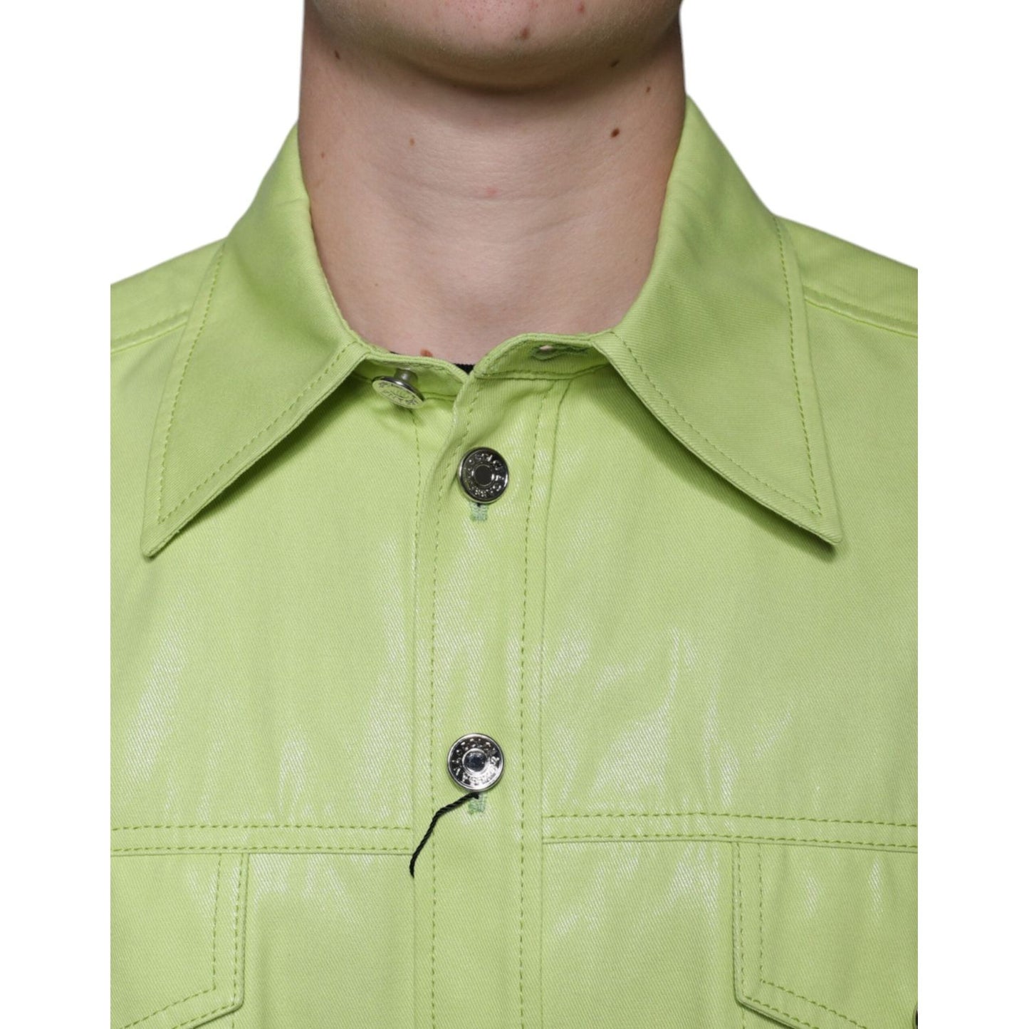 Dolce & Gabbana Green Cotton Collared Men Button Down Shirt Dolce & Gabbana Dark Khaki