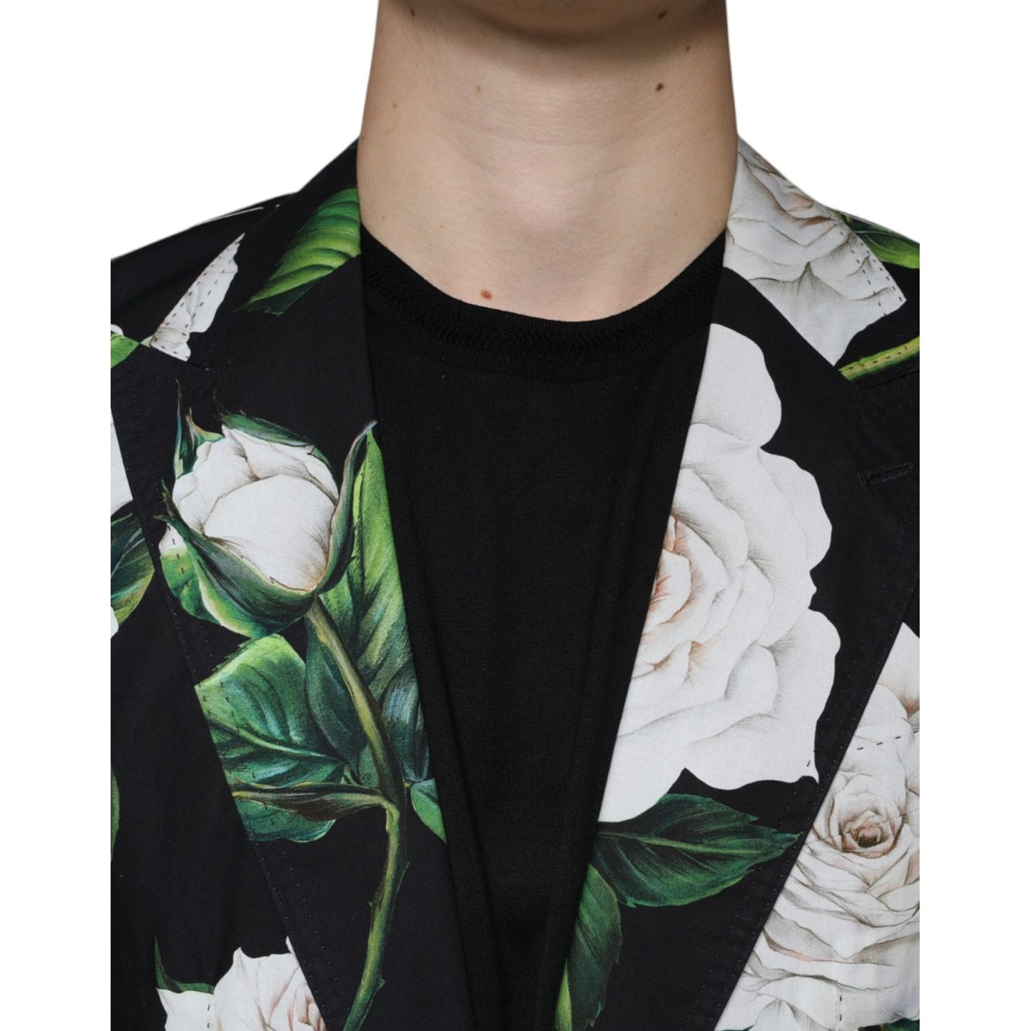 Dolce & Gabbana Black Rose Cotton Men Formal 2 Piece Suit Dolce & Gabbana Black