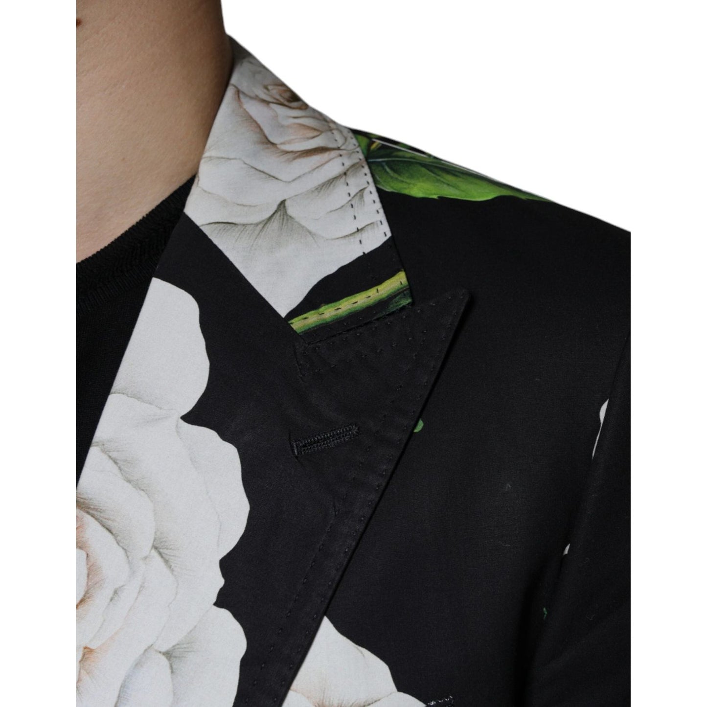 Dolce & Gabbana Black Rose Cotton Men Formal 2 Piece Suit Dolce & Gabbana Black