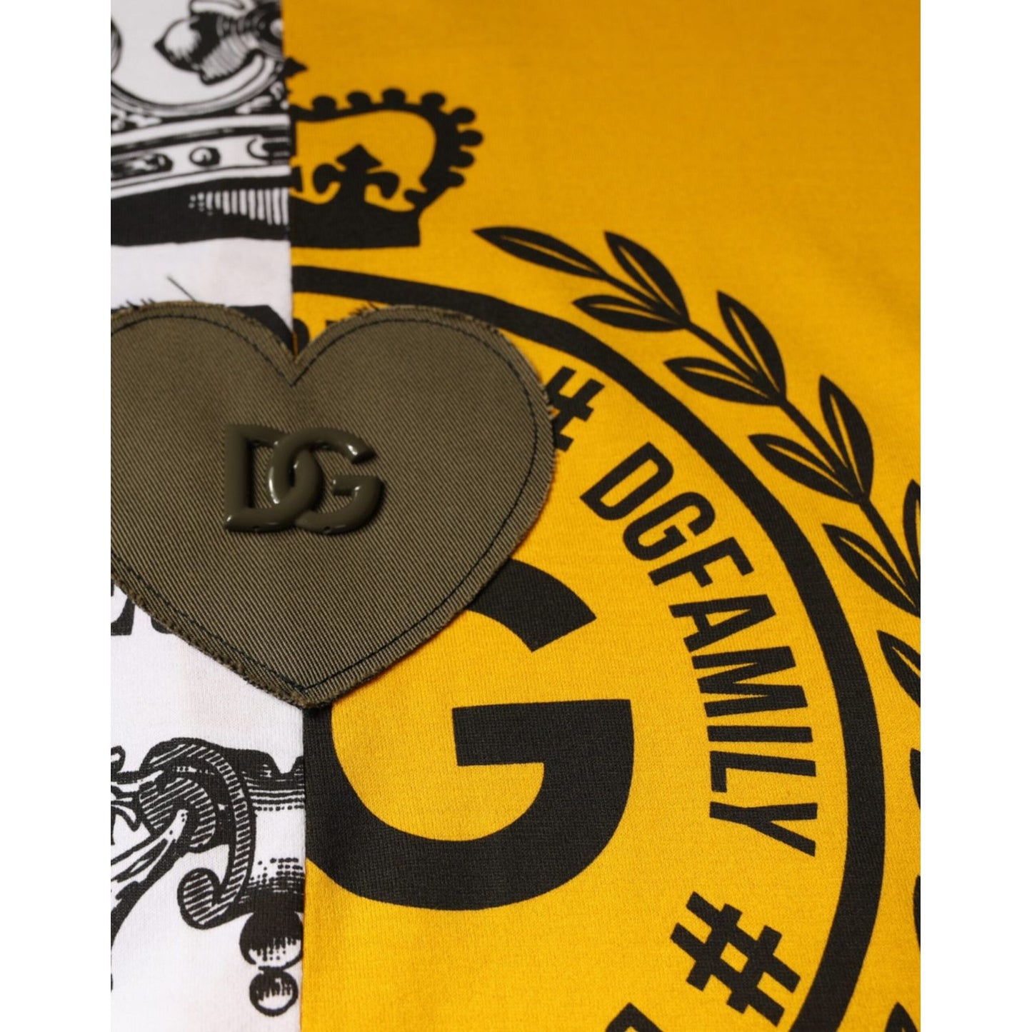 Dolce & Gabbana White Yellow Logo Print Short Sleeve T-shirt Dolce & Gabbana Goldenrod
