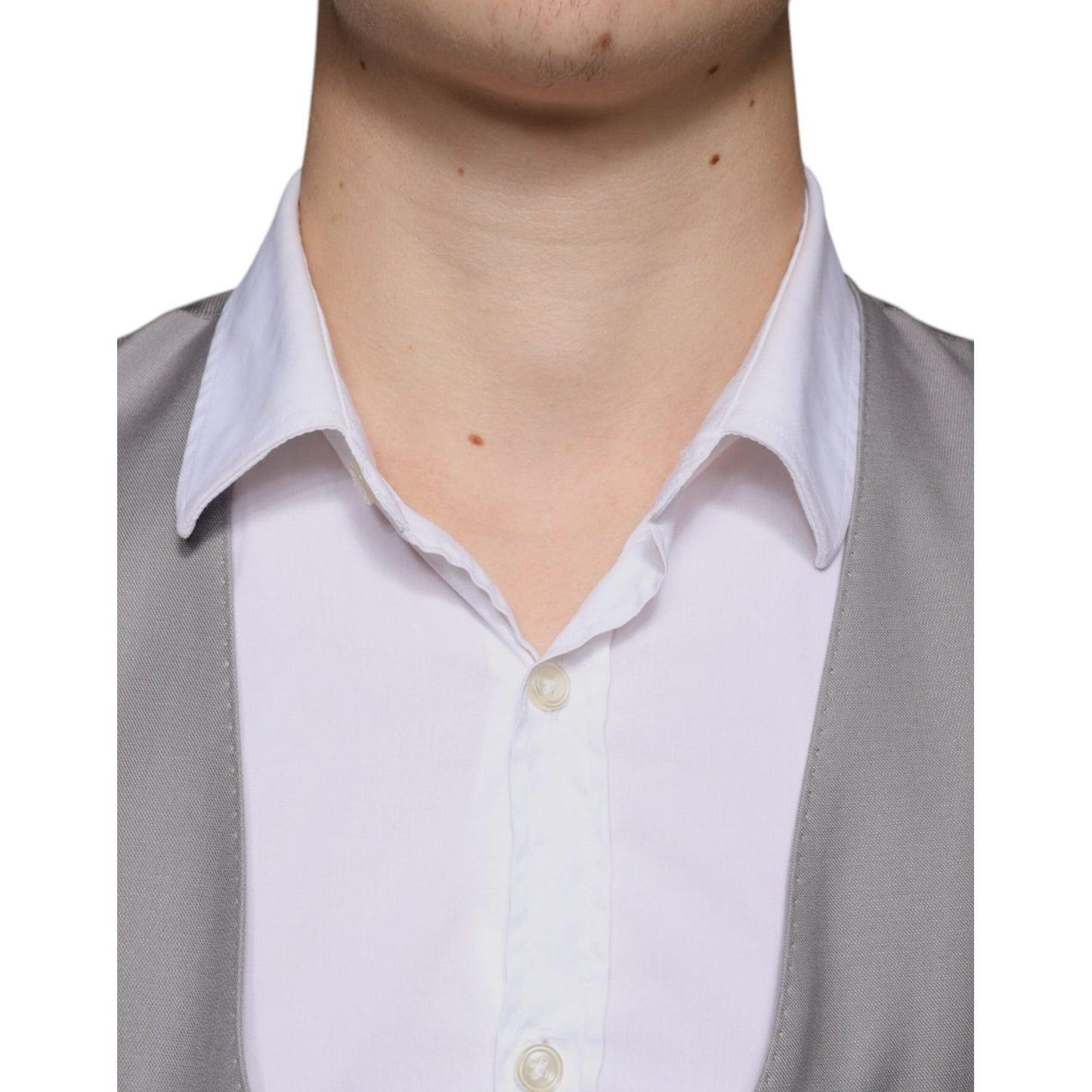 Dolce & Gabbana Light Gray Wool Formal Dress Waistcoat Vest Dolce & Gabbana Gray