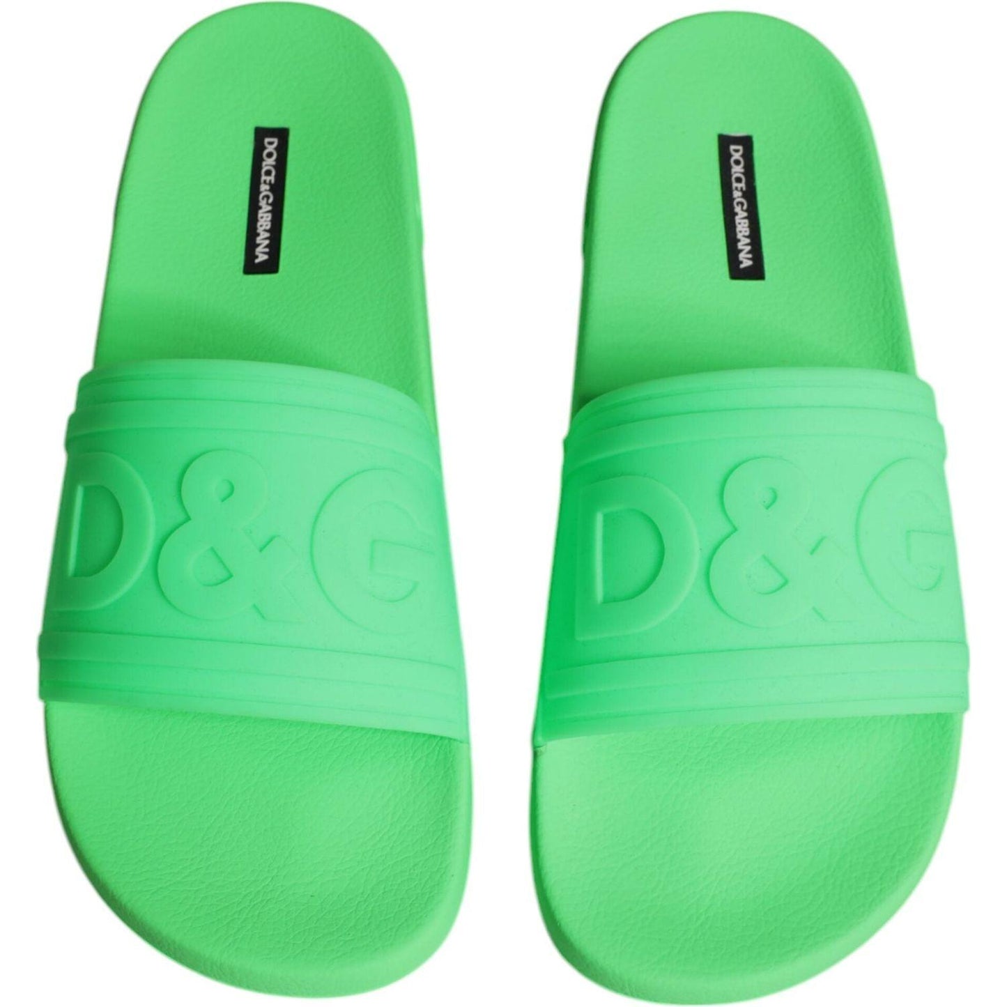 Dolce & Gabbana Green Leather Slides Sandals Beachwear Shoes Dolce & Gabbana Medium Aquamarine