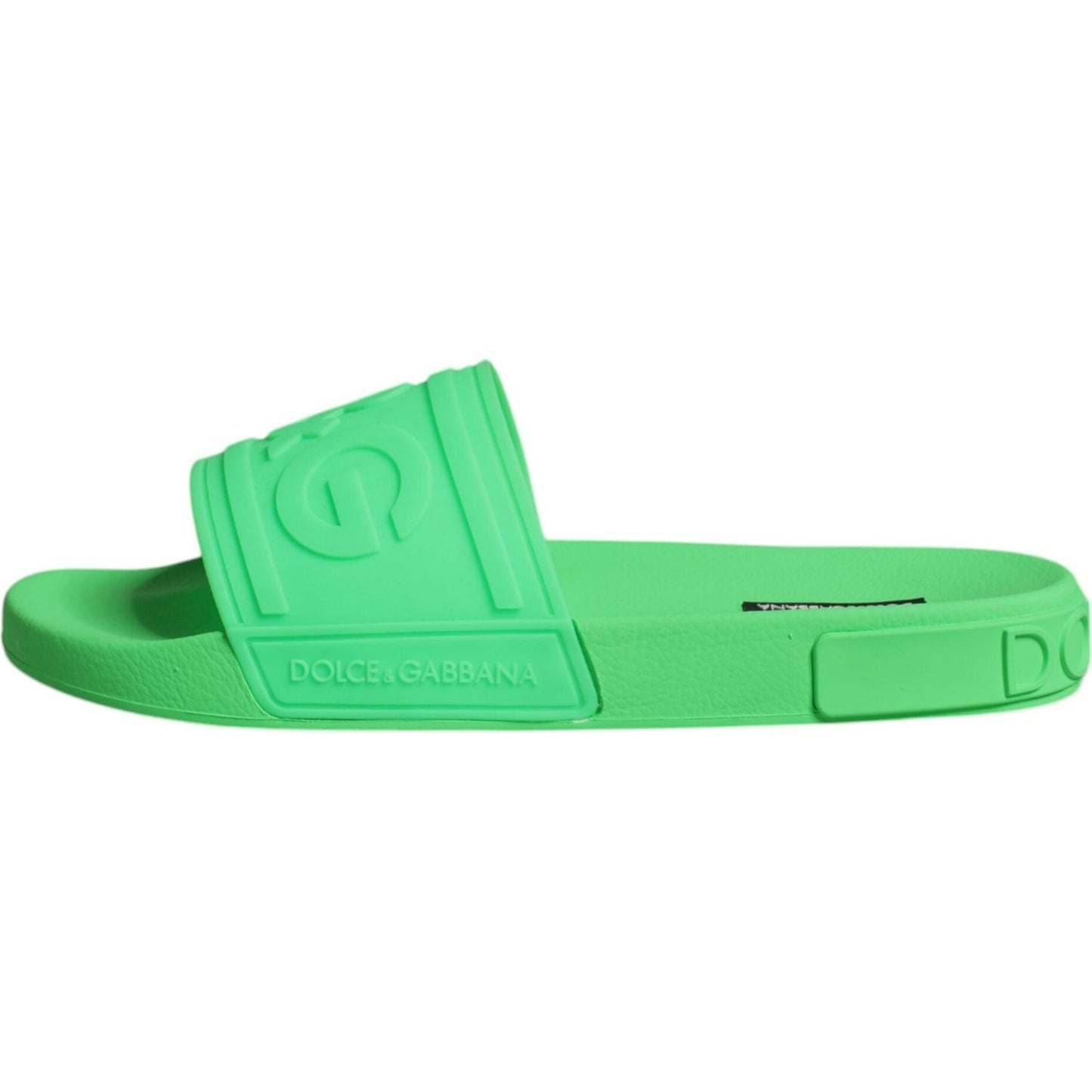 Dolce & Gabbana Green Leather Slides Sandals Beachwear Shoes Dolce & Gabbana Medium Aquamarine